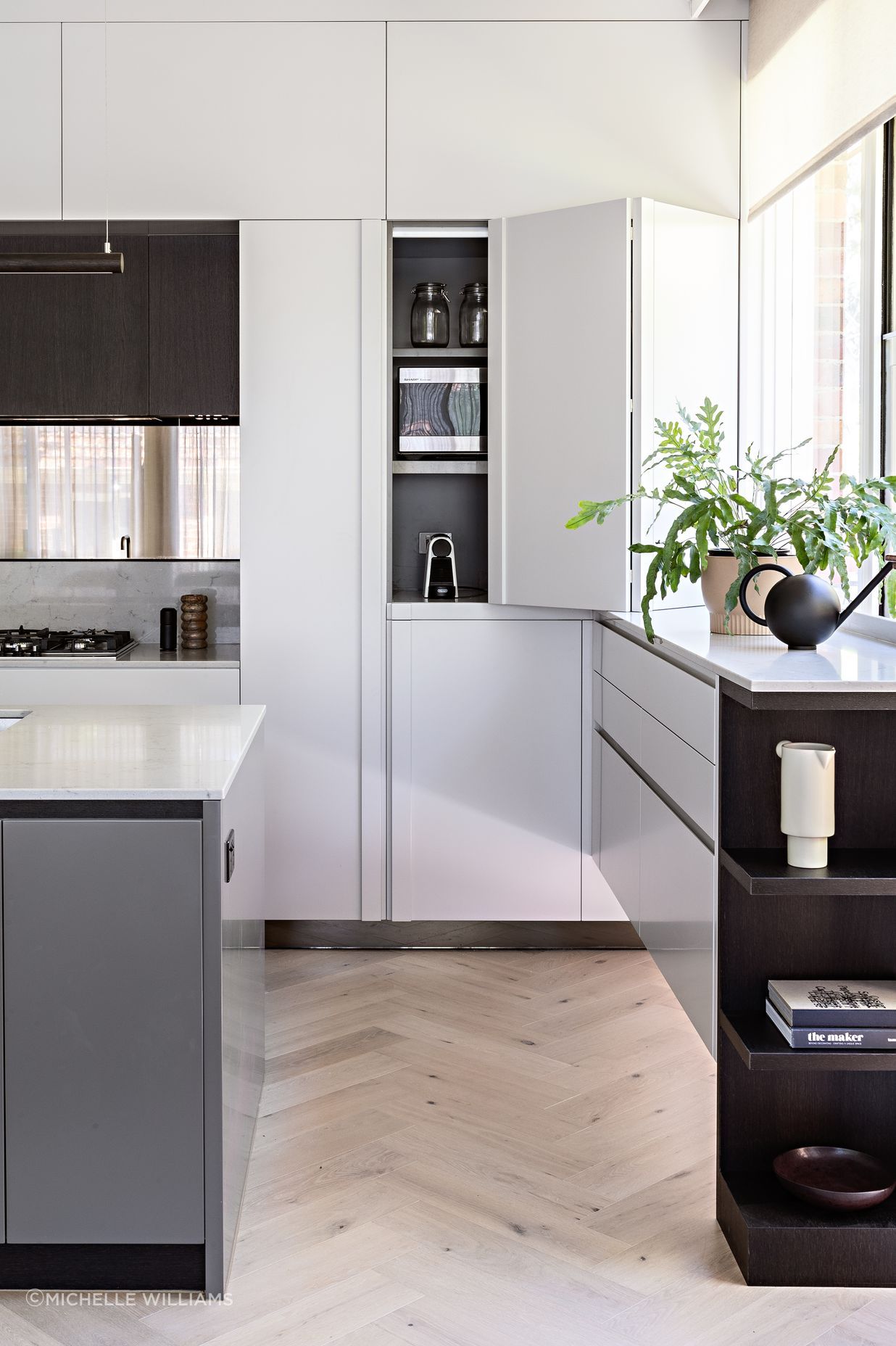 Kitchen - hidden appliances cupboard