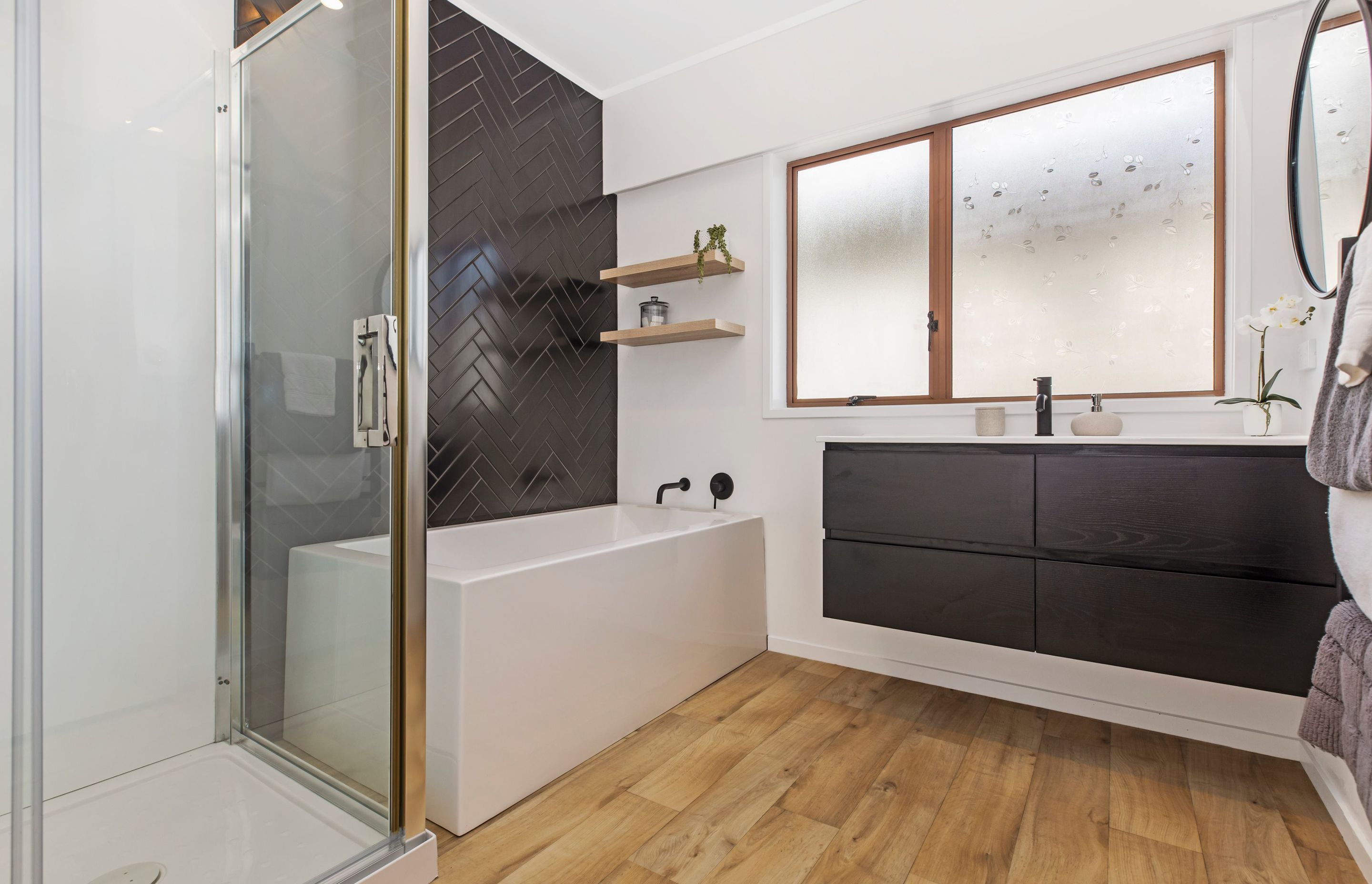 Bathroom - Herringbone tiles to top off an amazing bathroom