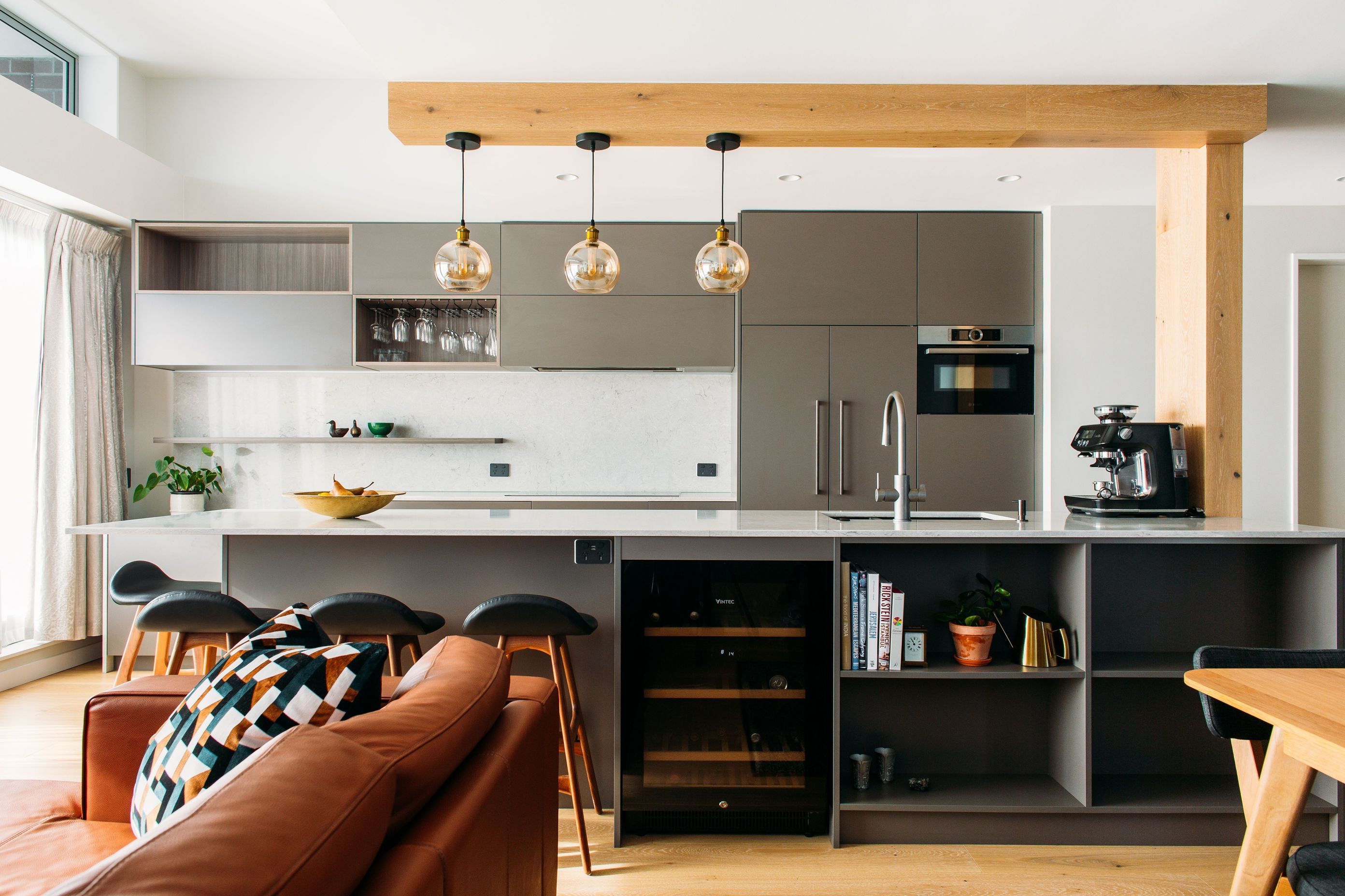 Living, dining and kitchen work harmoniously together.