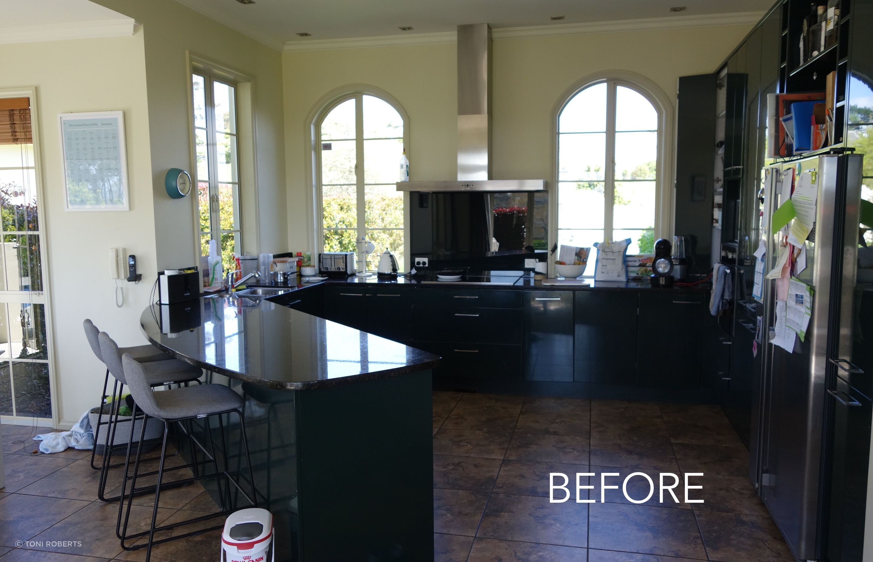 It was hard for our client to find anything good about the old kitchen before - it didn't match the home's value, it was dark, of incoherent (no) style, low quality fittings (held together by cable ties and duct tape), lacked storage, awkward to reach cupboards, cluttered, hard to clean, water damaged (due to bad detailing), and item arrangement either frustratingly too close (bins & sink-worker in corner) or too far away (sink to fridge relationship).  They wanted to make the new design feel intentional - as if it had been there from the start. Her comment at completion: “It’s all so easy to keep clean now. I couldn’t be bothered with the old kitchen, no matter what you did it still didn’t look good.”