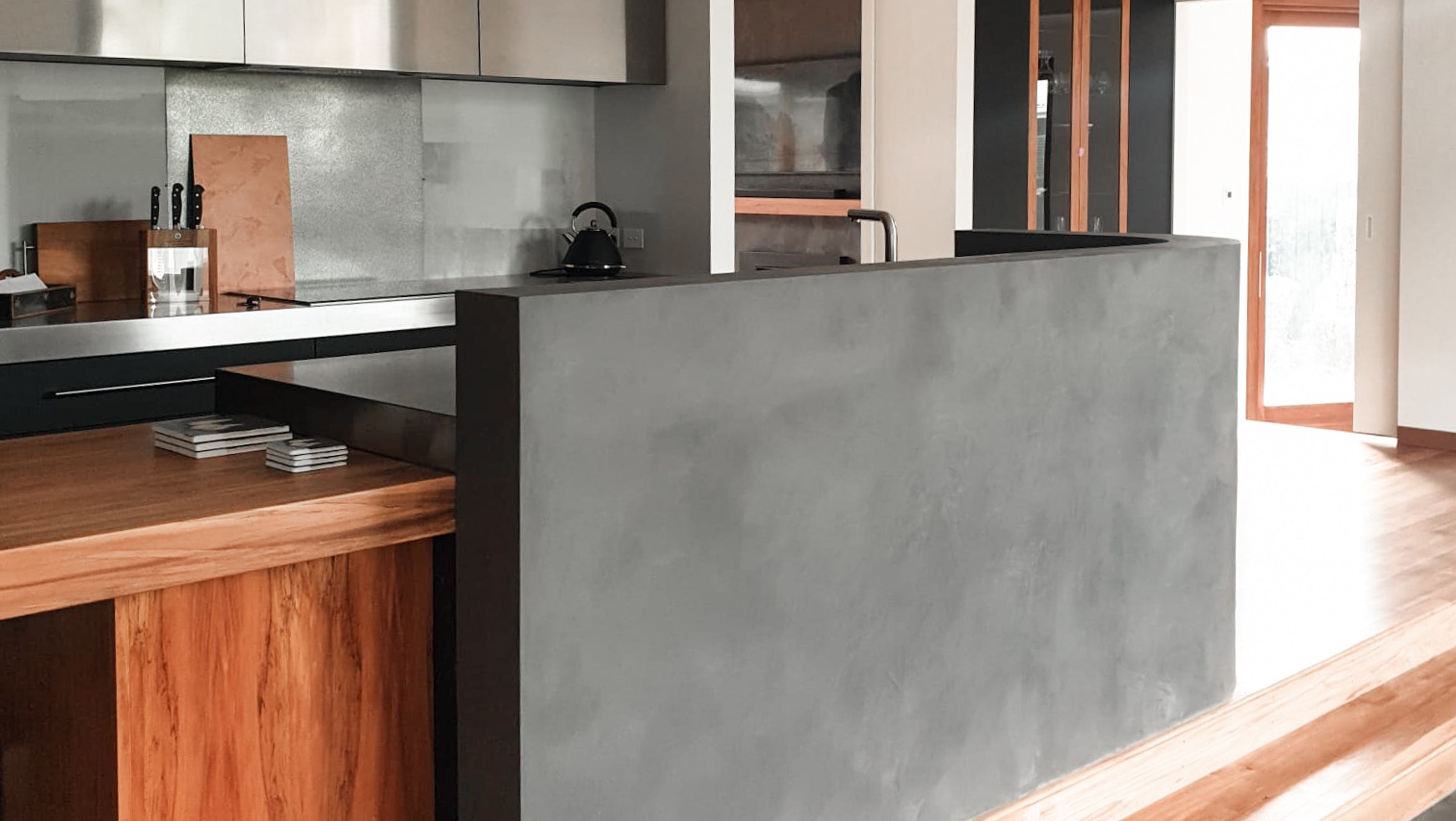 Dark Plaster Kitchen Wall