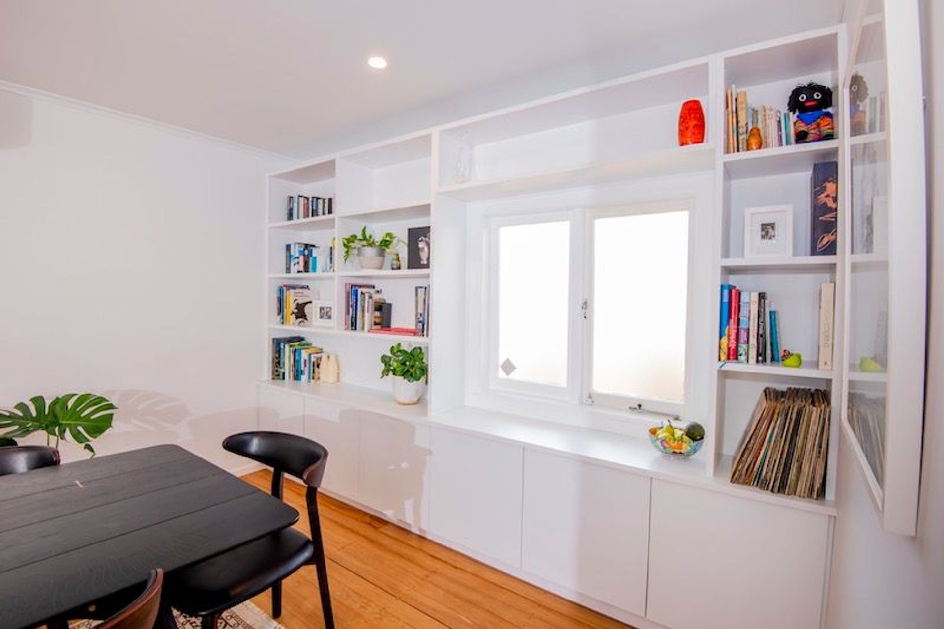 Adding fitted storage to the dining area was important.