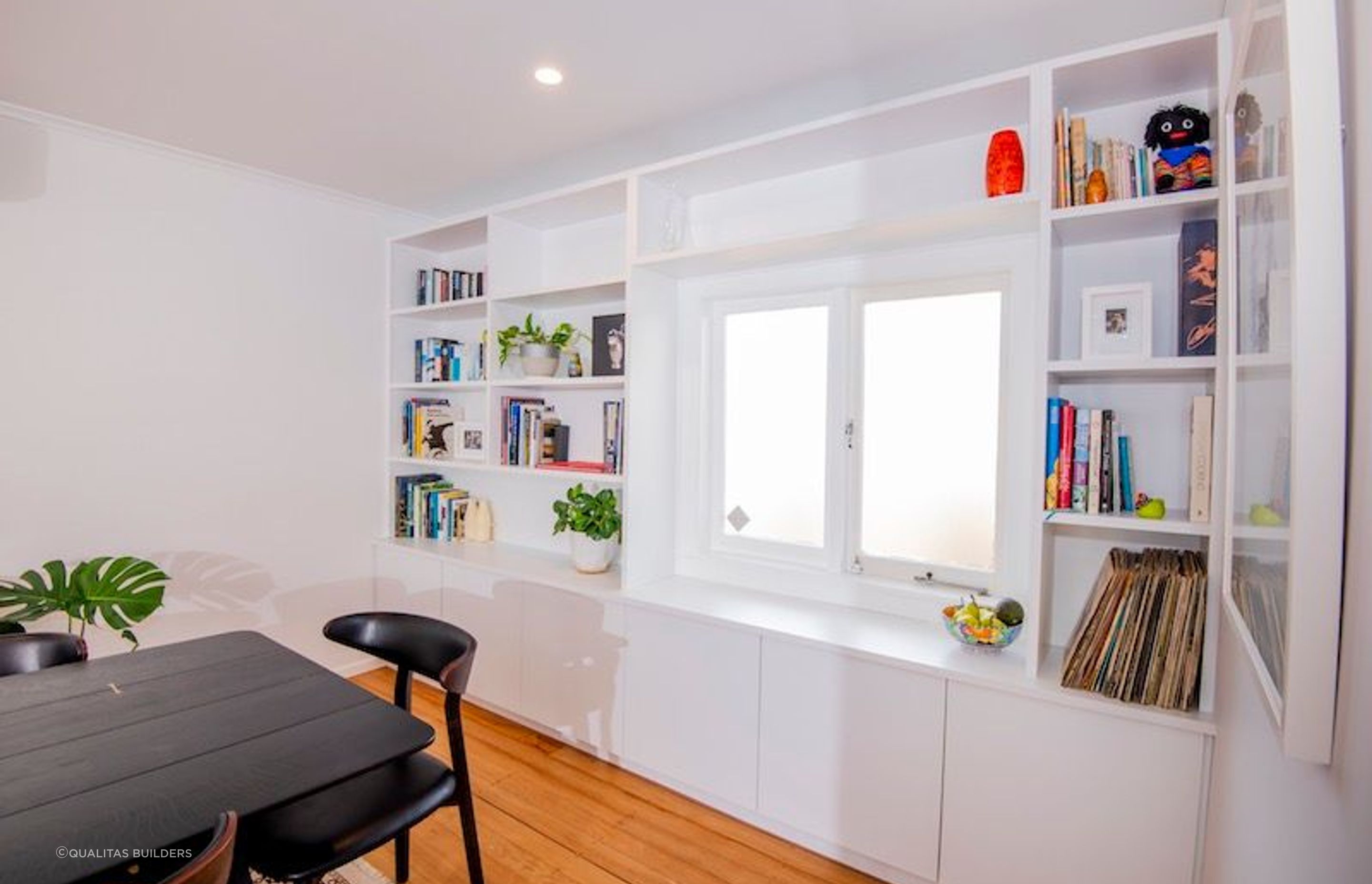 Adding fitted storage to the dining area was important.