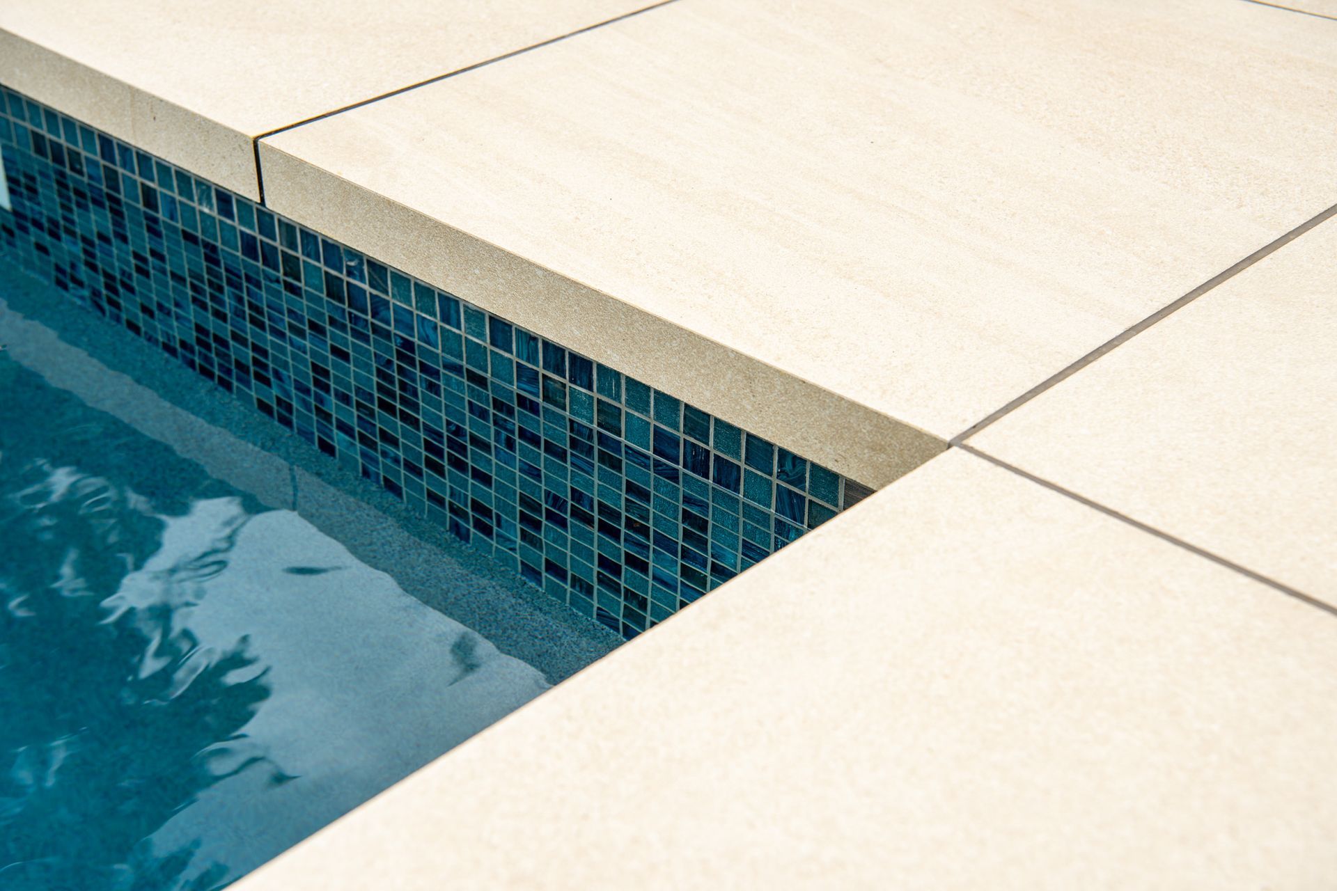 CMP Porcelain Coping with Bisazza Salice Tiles and Jewels 4 Pools Ultra (Custom Colour)