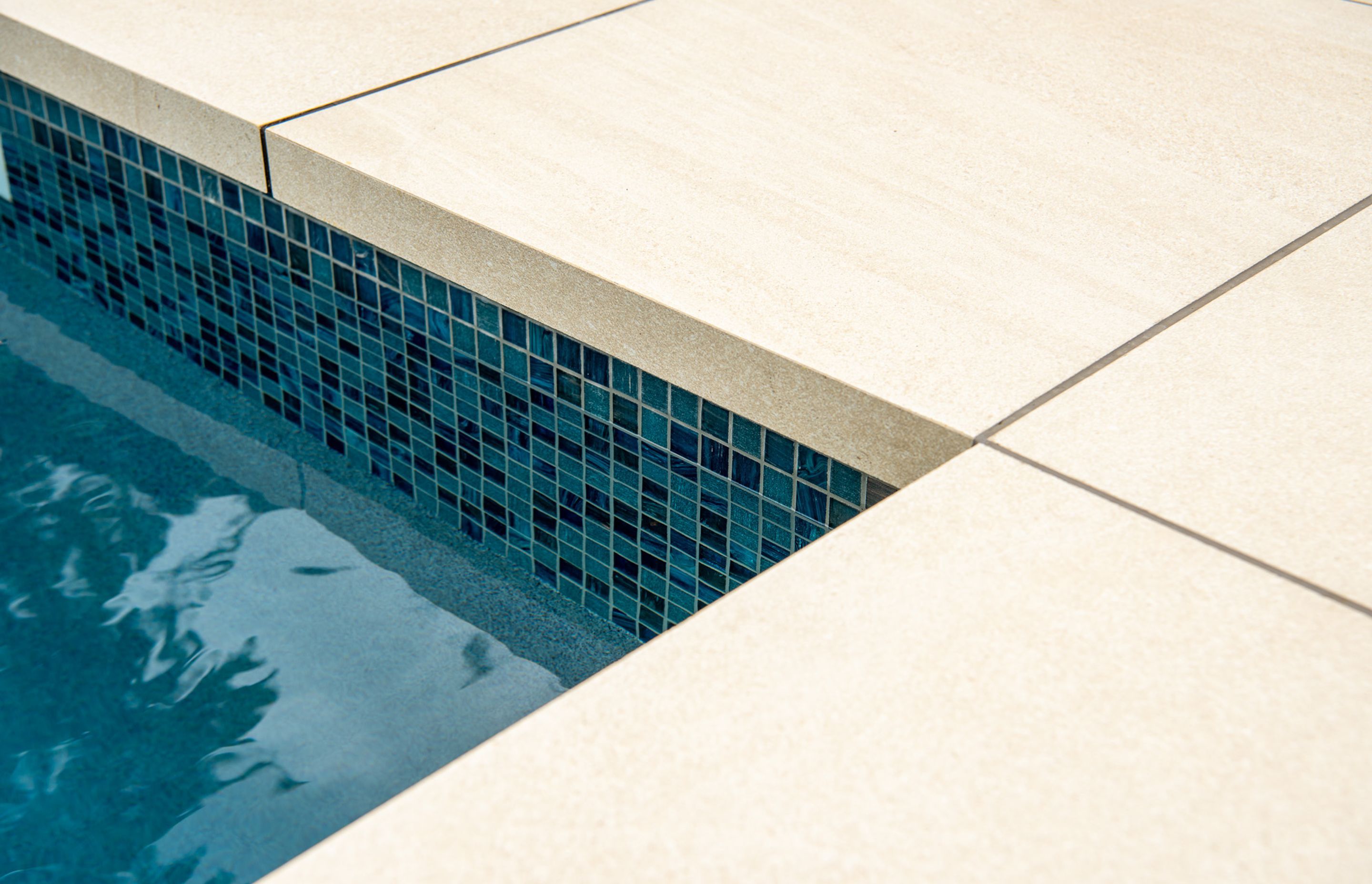 CMP Porcelain Coping with Bisazza Salice Tiles and Jewels 4 Pools Ultra (Custom Colour)