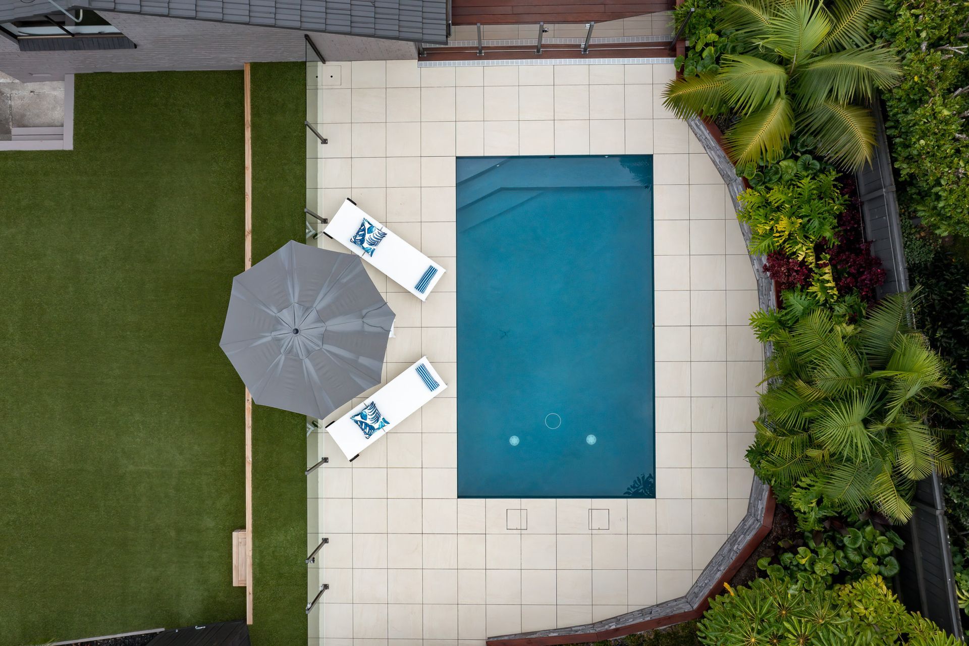 The renovated pool area from above!