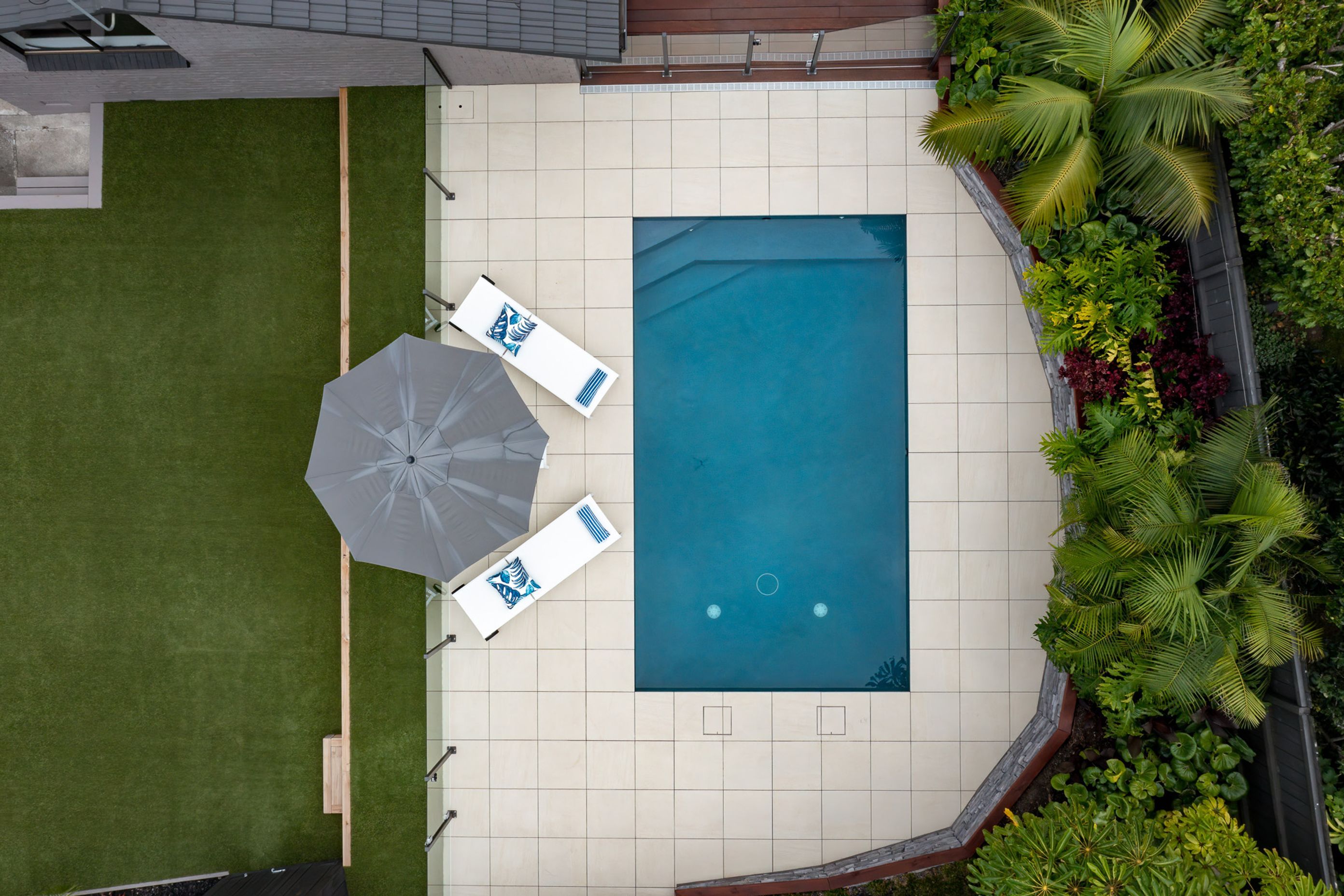 The renovated pool area from above!