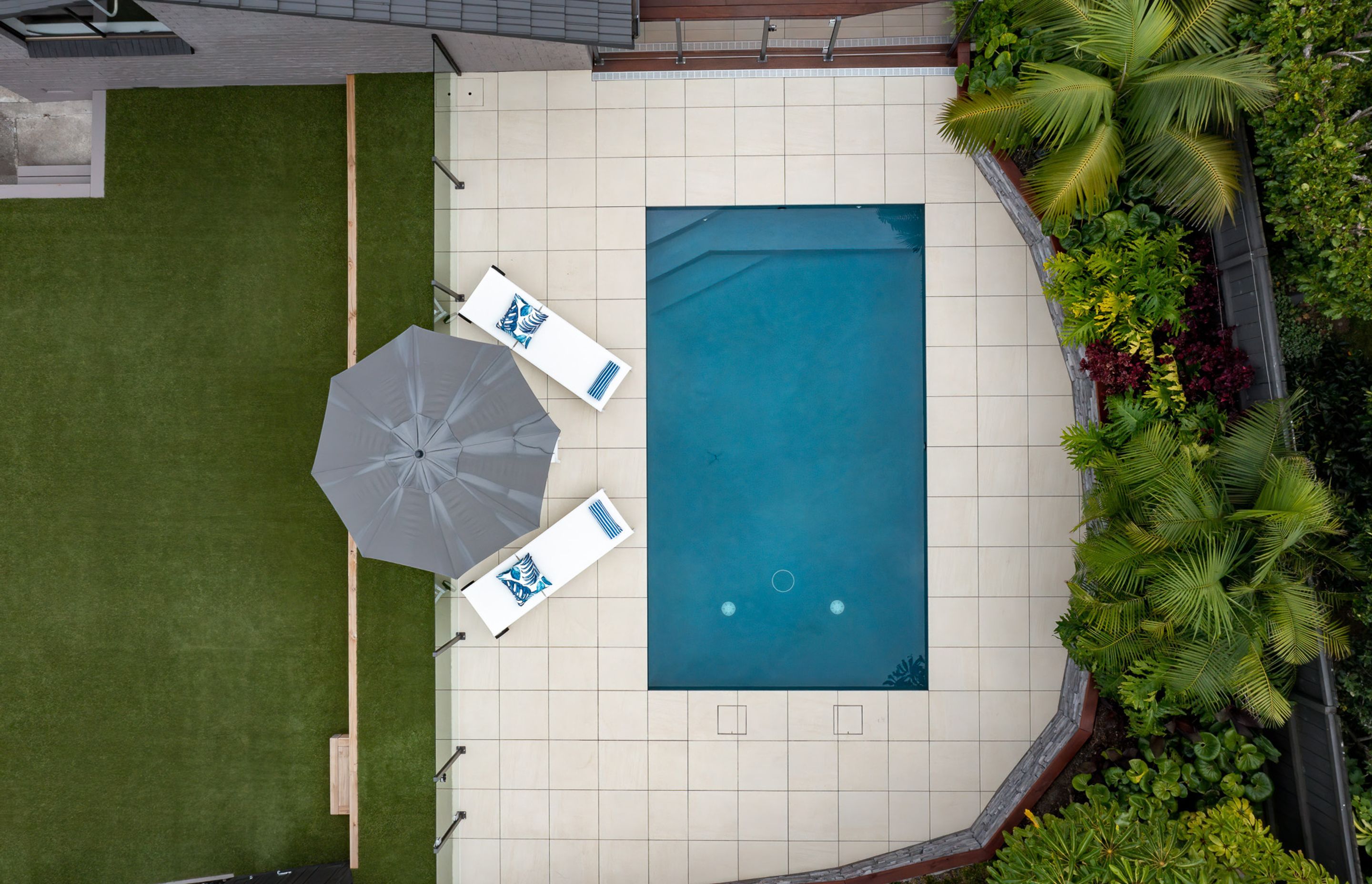 The renovated pool area from above!