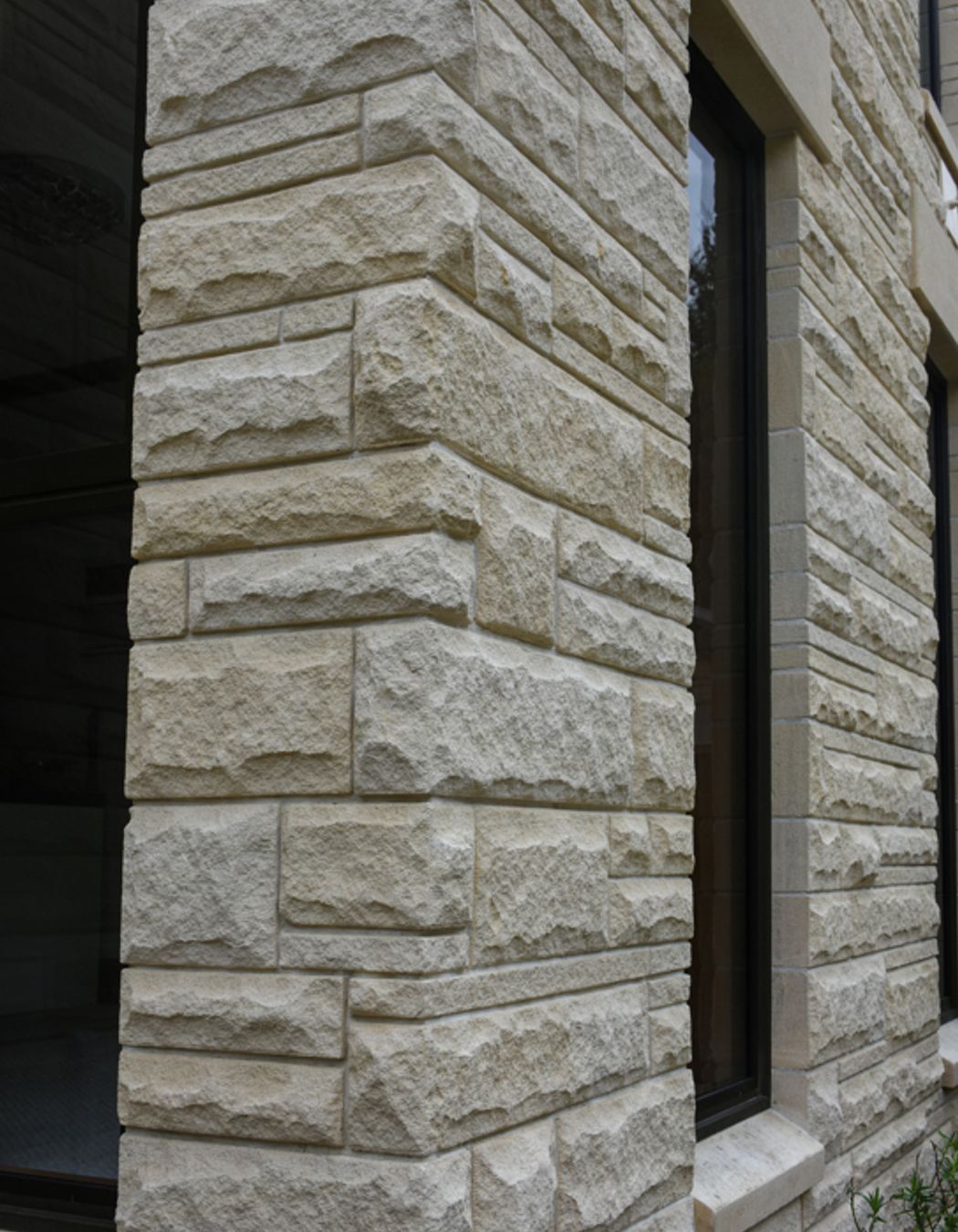 Close up on the cleaned/restored Oamaru stone work - corners