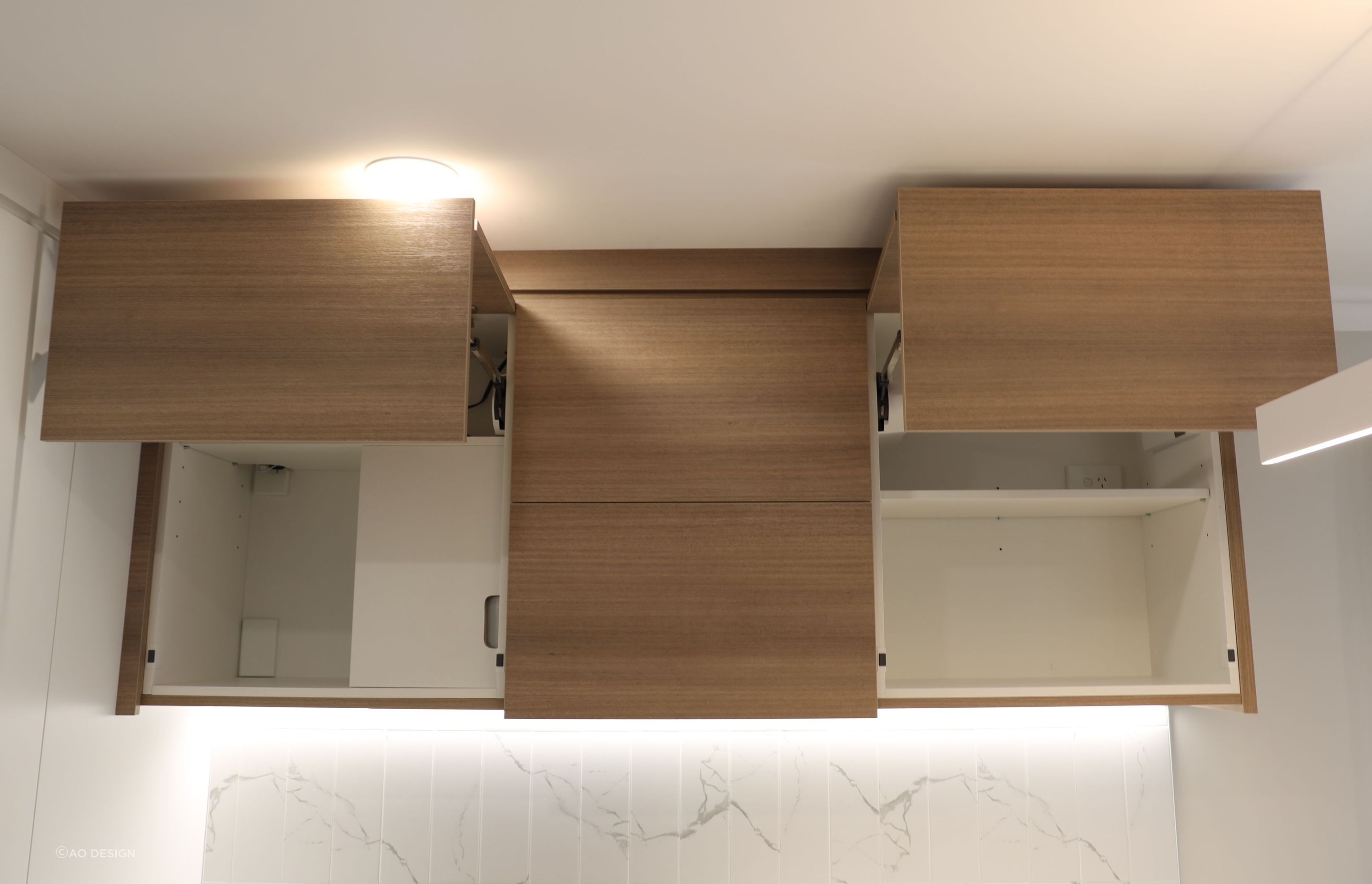 Wall cabinet with integrated Range Hood and LED light