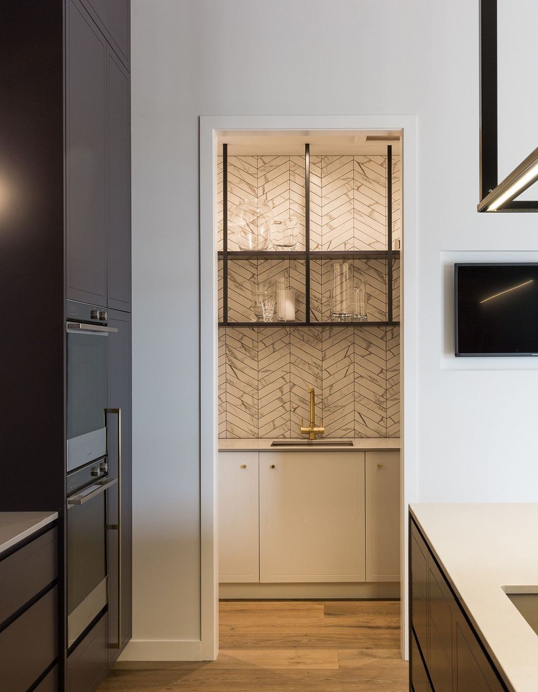 Custom scullery shelving. Photo: Julia Lochhead Photography.