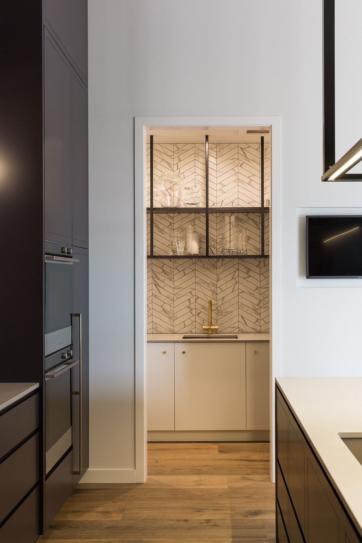 Custom scullery shelving. Photo: Julia Lochhead Photography.