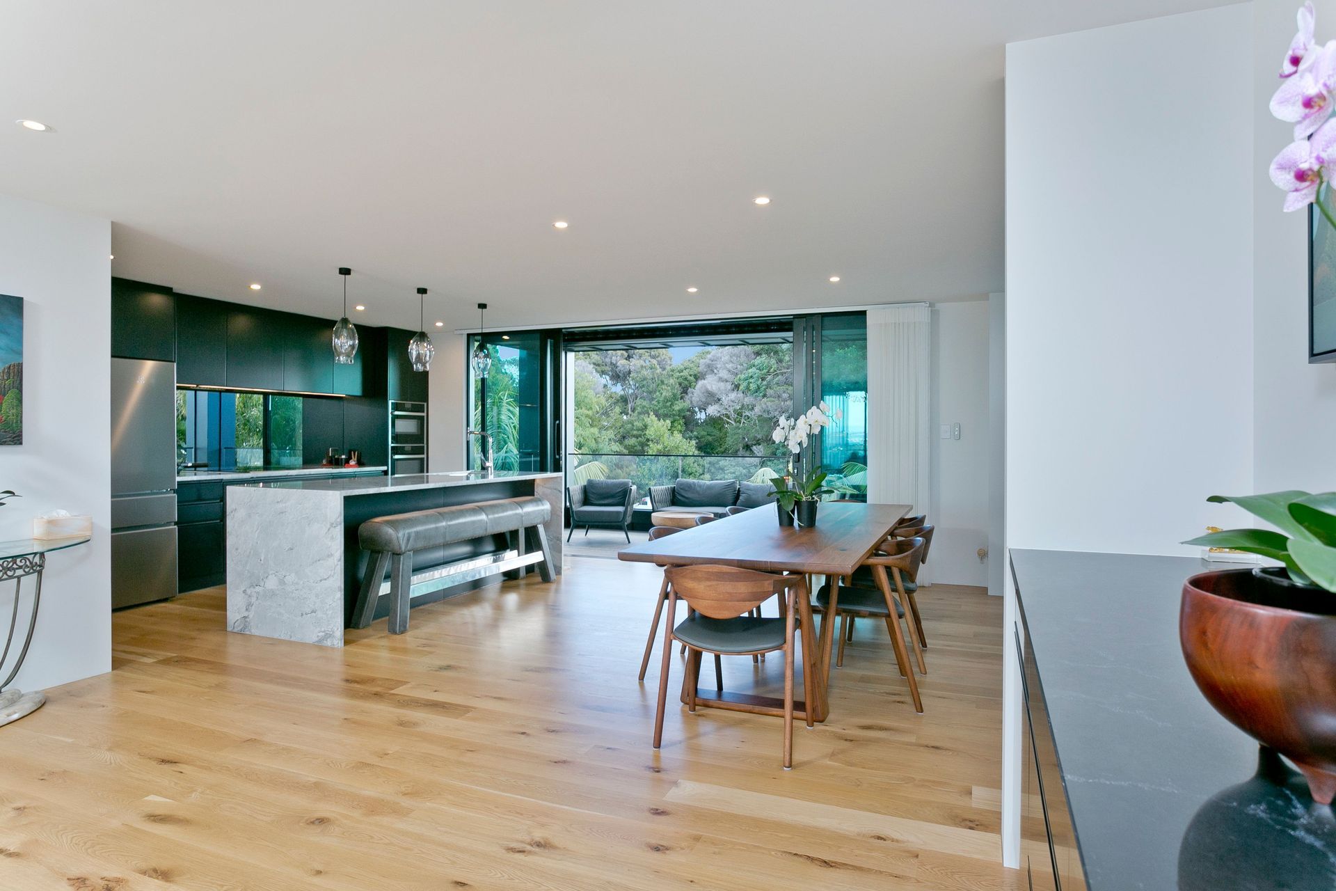 As part of the renovation process the footprint of the kitchen was slightly enlarged to make it more accommodating to the newly installed outdoor room.