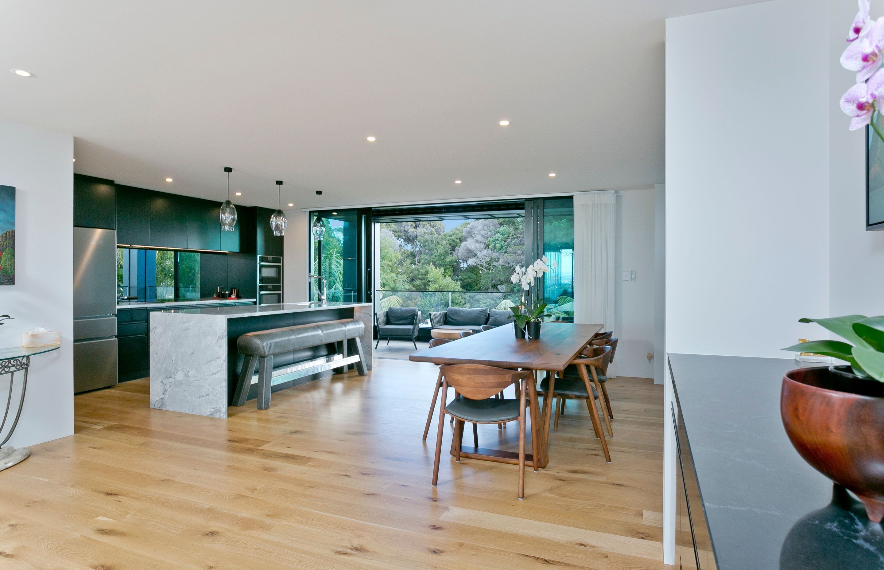 As part of the renovation process the footprint of the kitchen was slightly enlarged to make it more accommodating to the newly installed outdoor room.