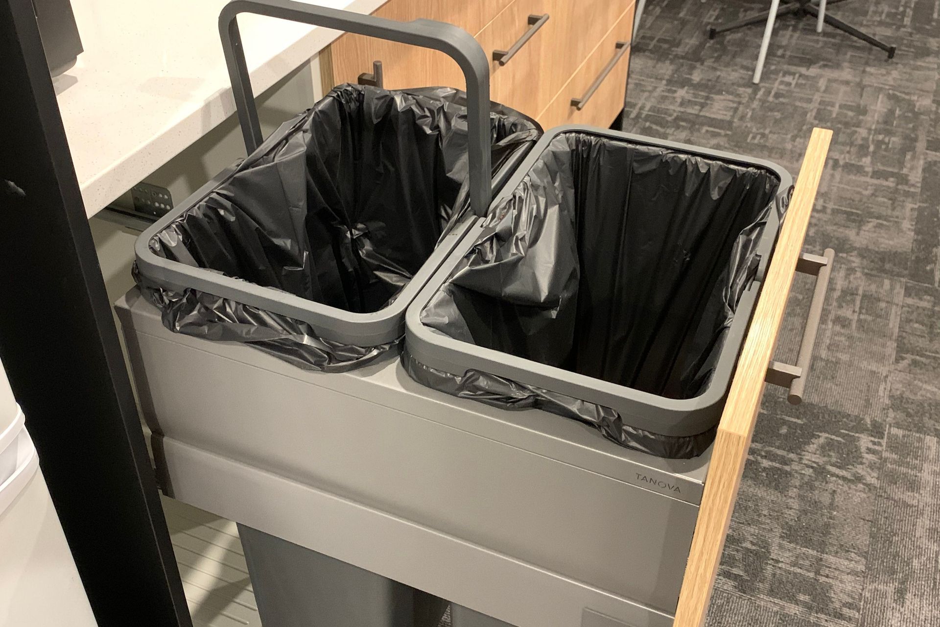 Fit Wellsford Kitchen - Tanova Designer Series Bin in Umbra Grey - Overextends for Easy Rear Bucket Removal