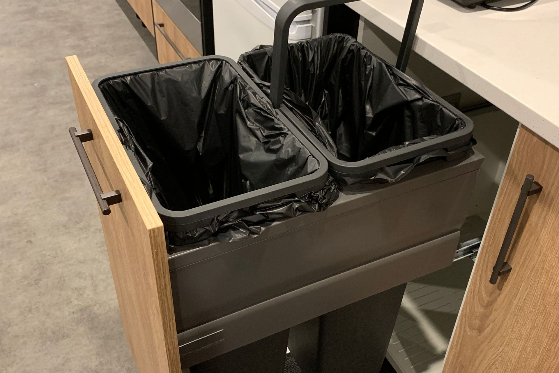 Fit Wellsford Kitchen - Tanova Designer Series Bin in Umbra Grey - For 450mm Cabinet with 2 x 36L Buckets