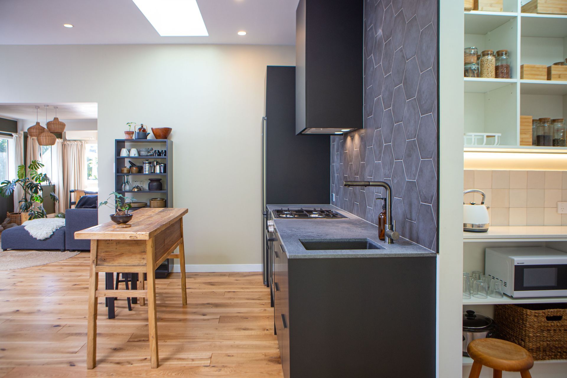 Simple galley kitchen layout allows heaps of flexibility.