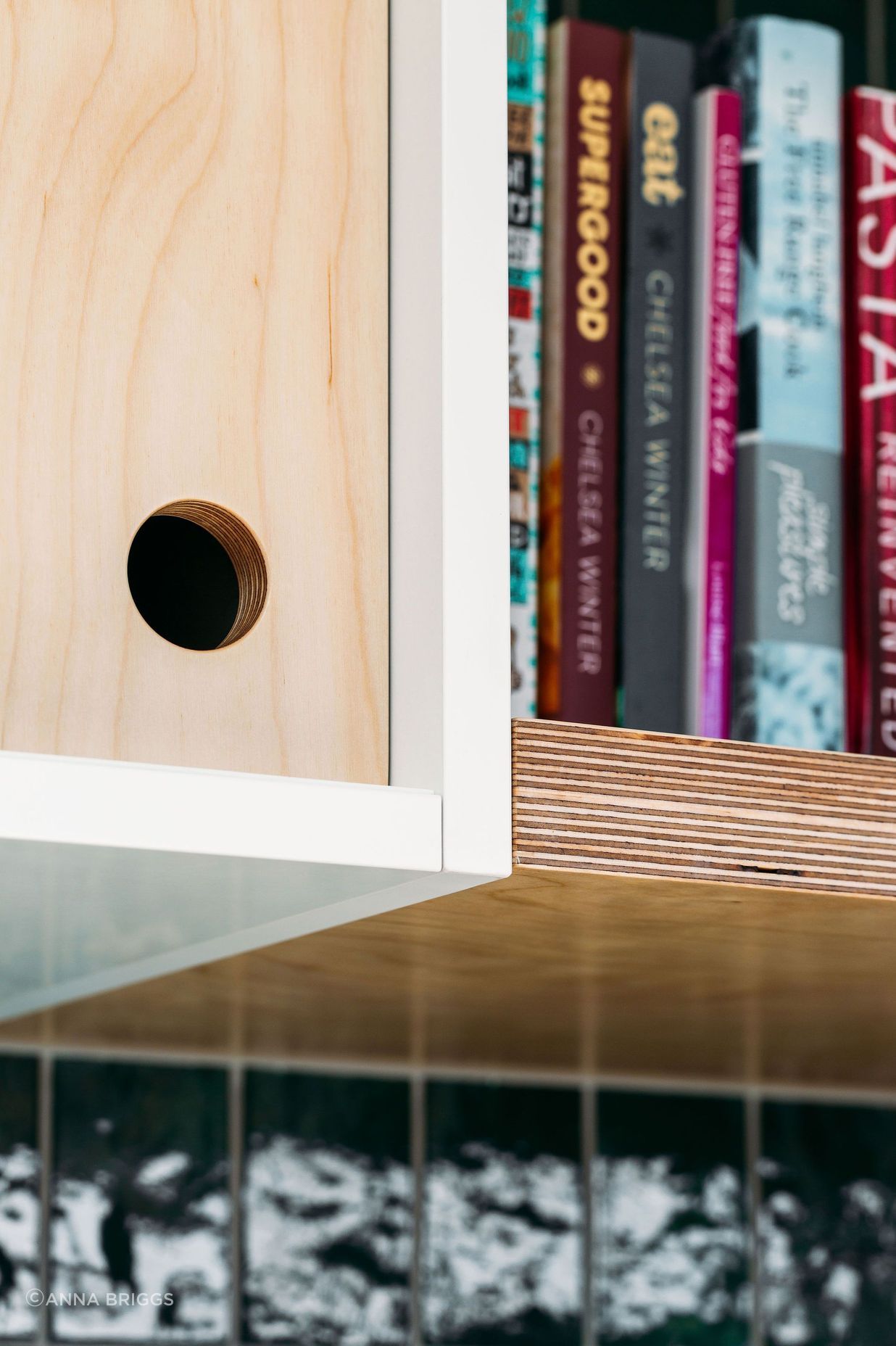 Simple details - plywood and circle pull handles.
