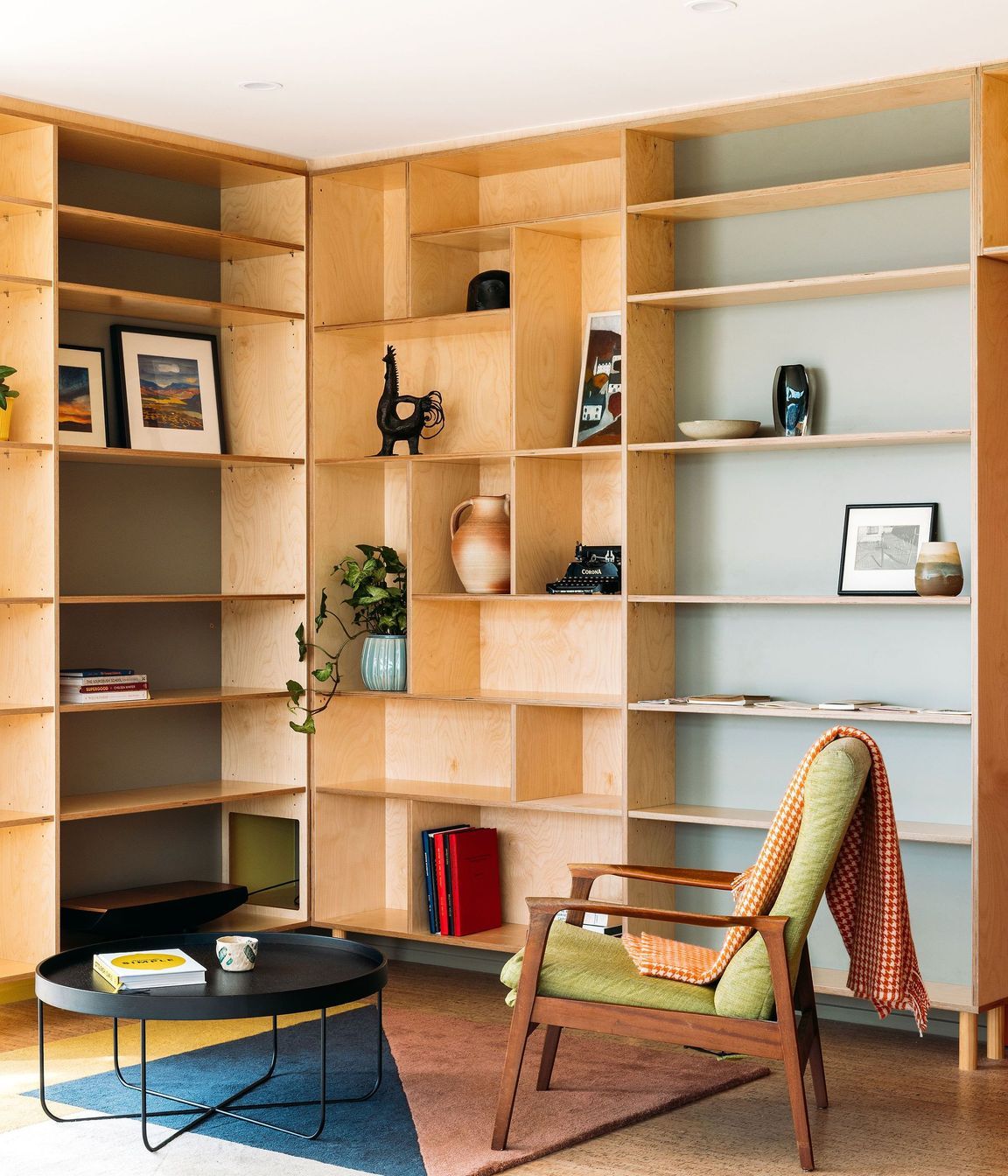 A quiet place to read in the light filled space.