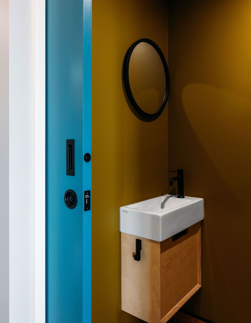 The colour palette reaches the toilet.