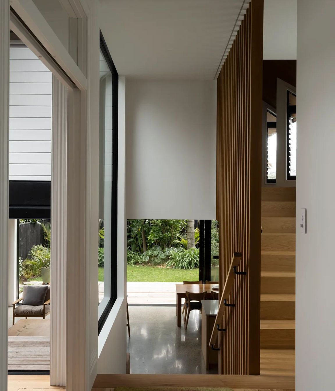 The split-level design makes the most of a sloping site.