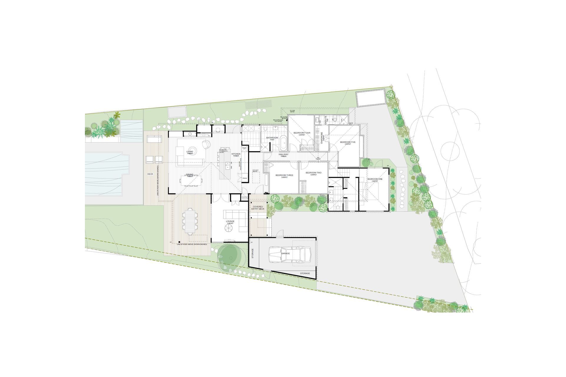 Architectural floor plan by Rogan Nash Architects illustrating the thoughtful planning of Kitchen, Baker, Coffee Maker, an alteration and addition in Glendowie. The plan shows how the existing home is reorganised around the new kitchen and living spaces, creating a practical family home with a strong connection to the garden and outdoor living areas.