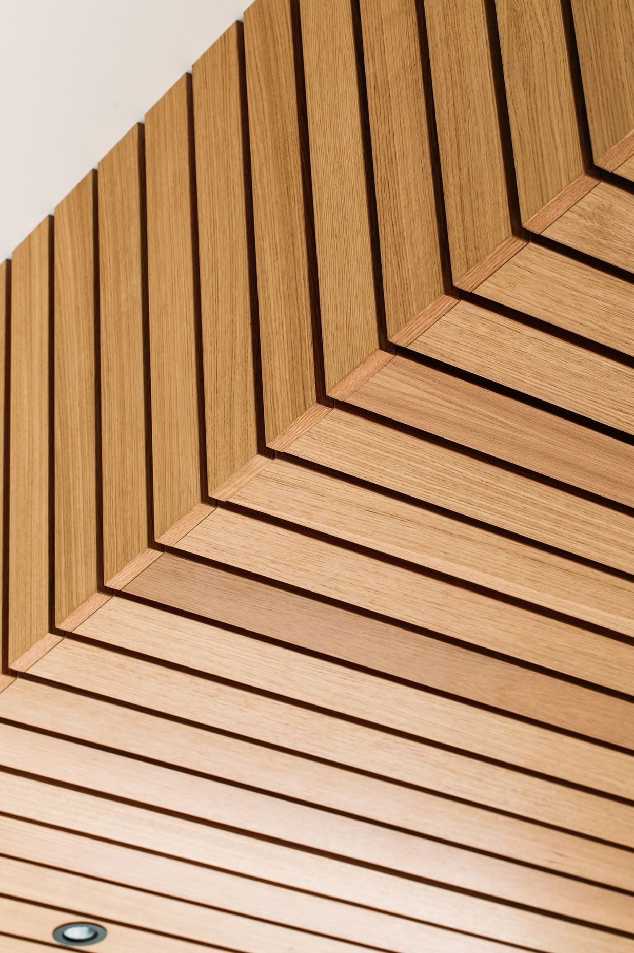 Solid oak paneled ceiling feature.