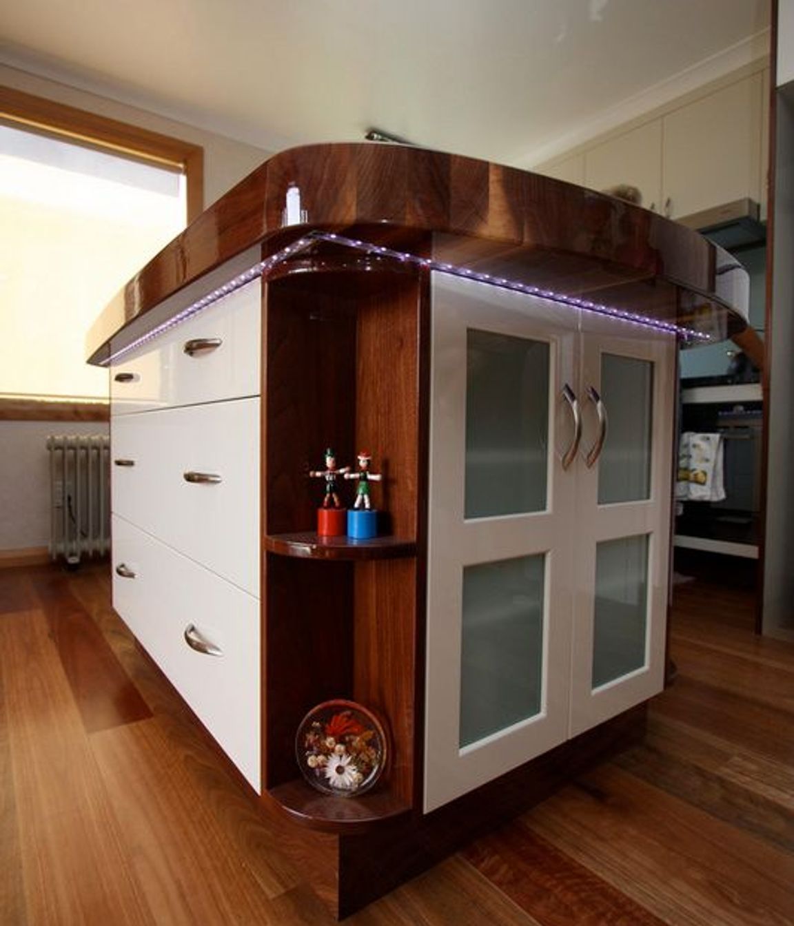 Kitchen island showing downlights