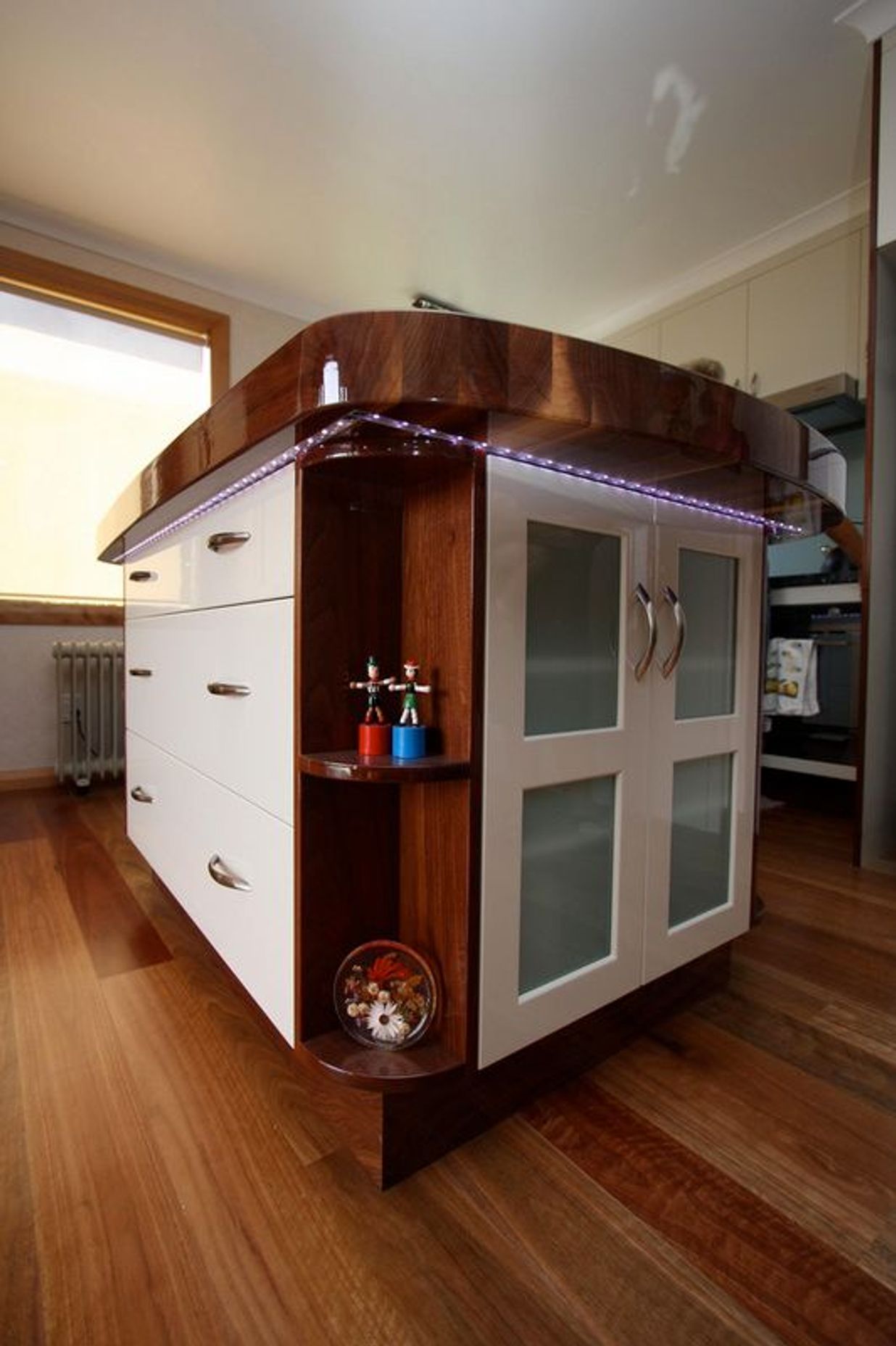 Kitchen island showing downlights