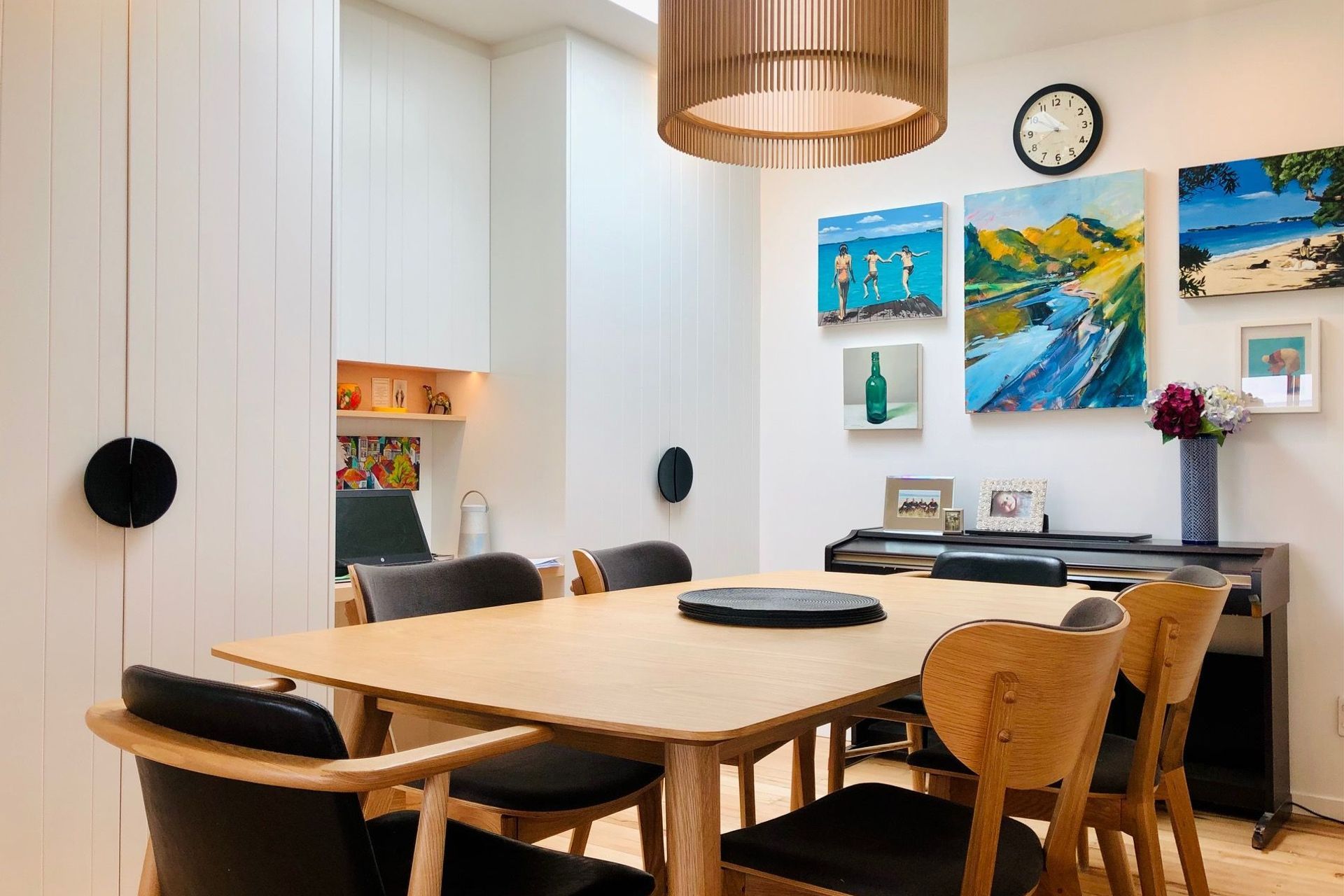 LIZZIE K &amp; CO - Main family dining area with built-in storage and office nook