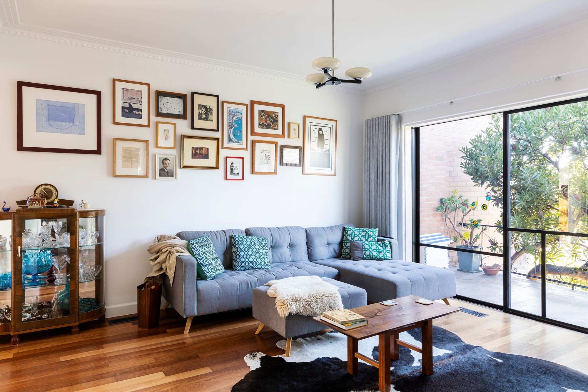 New steel-framed windows and vintage pendant light