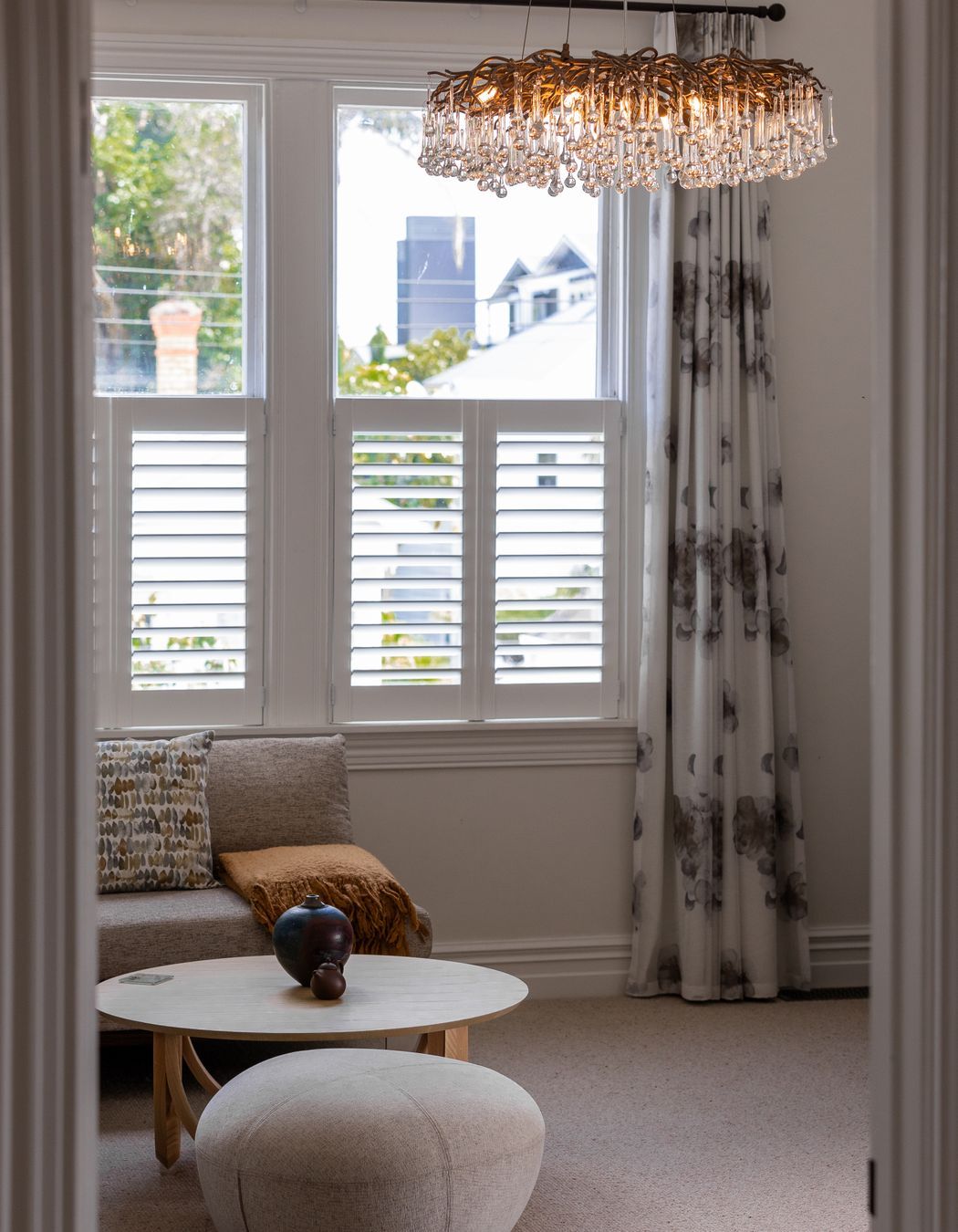 Retouched chandelier features in the luxurious lounge.