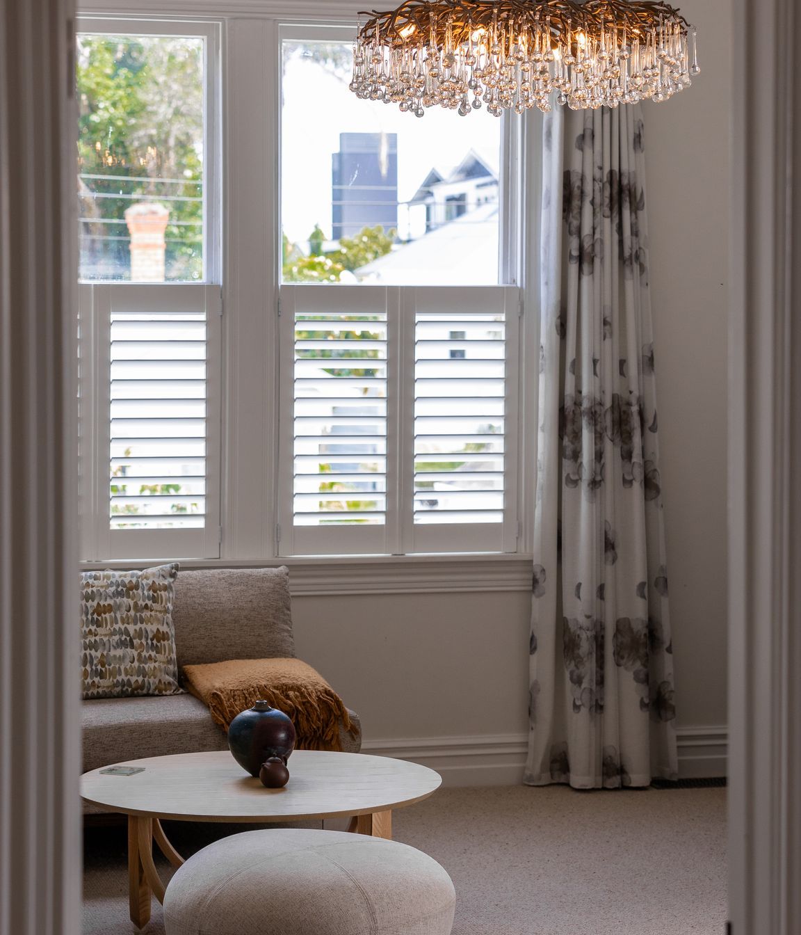 Retouched chandelier features in the luxurious lounge.