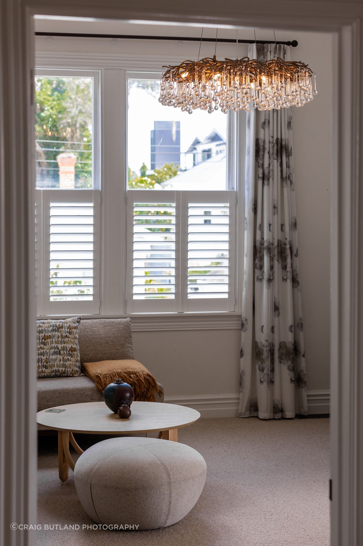 Retouched chandelier features in the luxurious lounge.