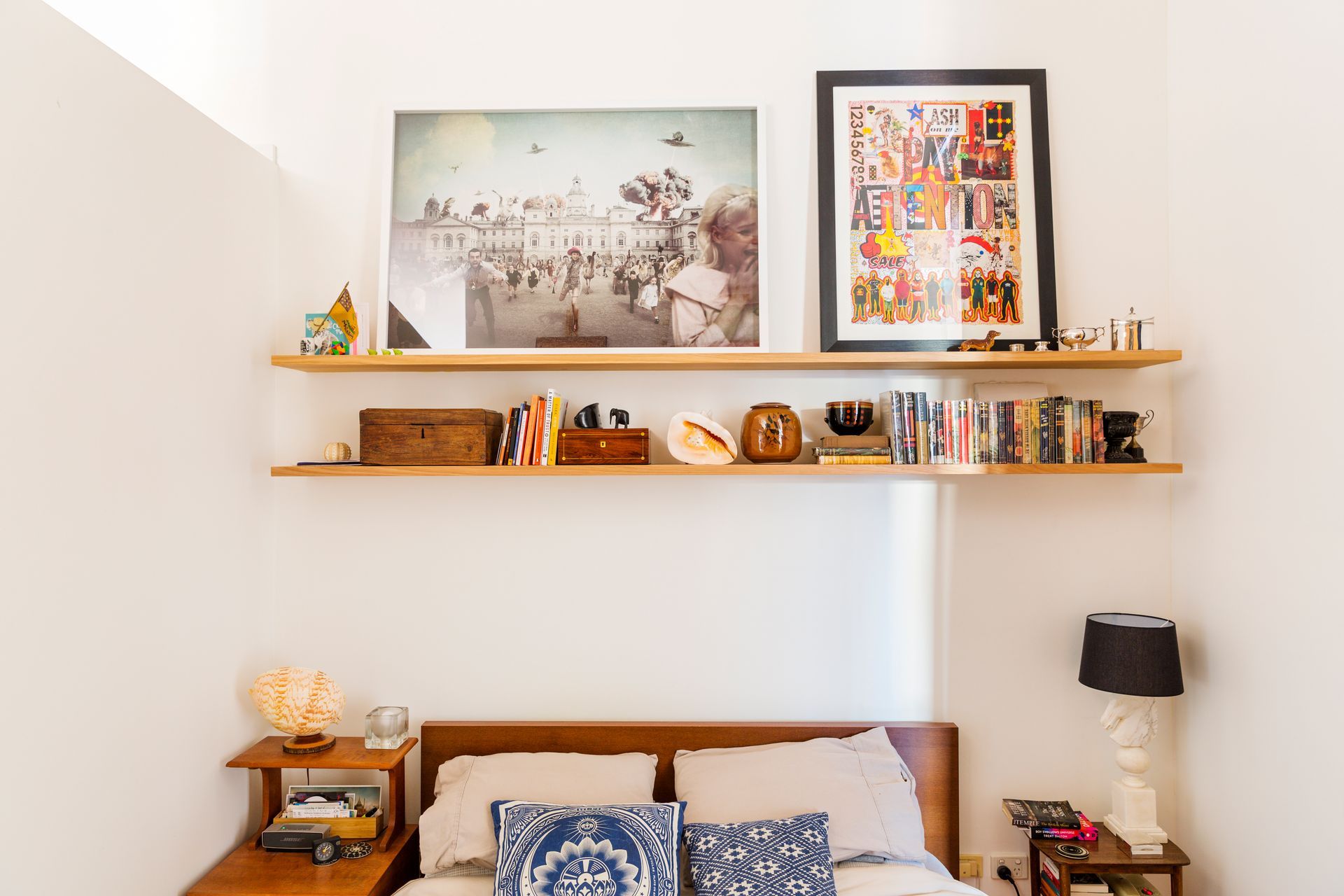 Display shelves in the bedroom