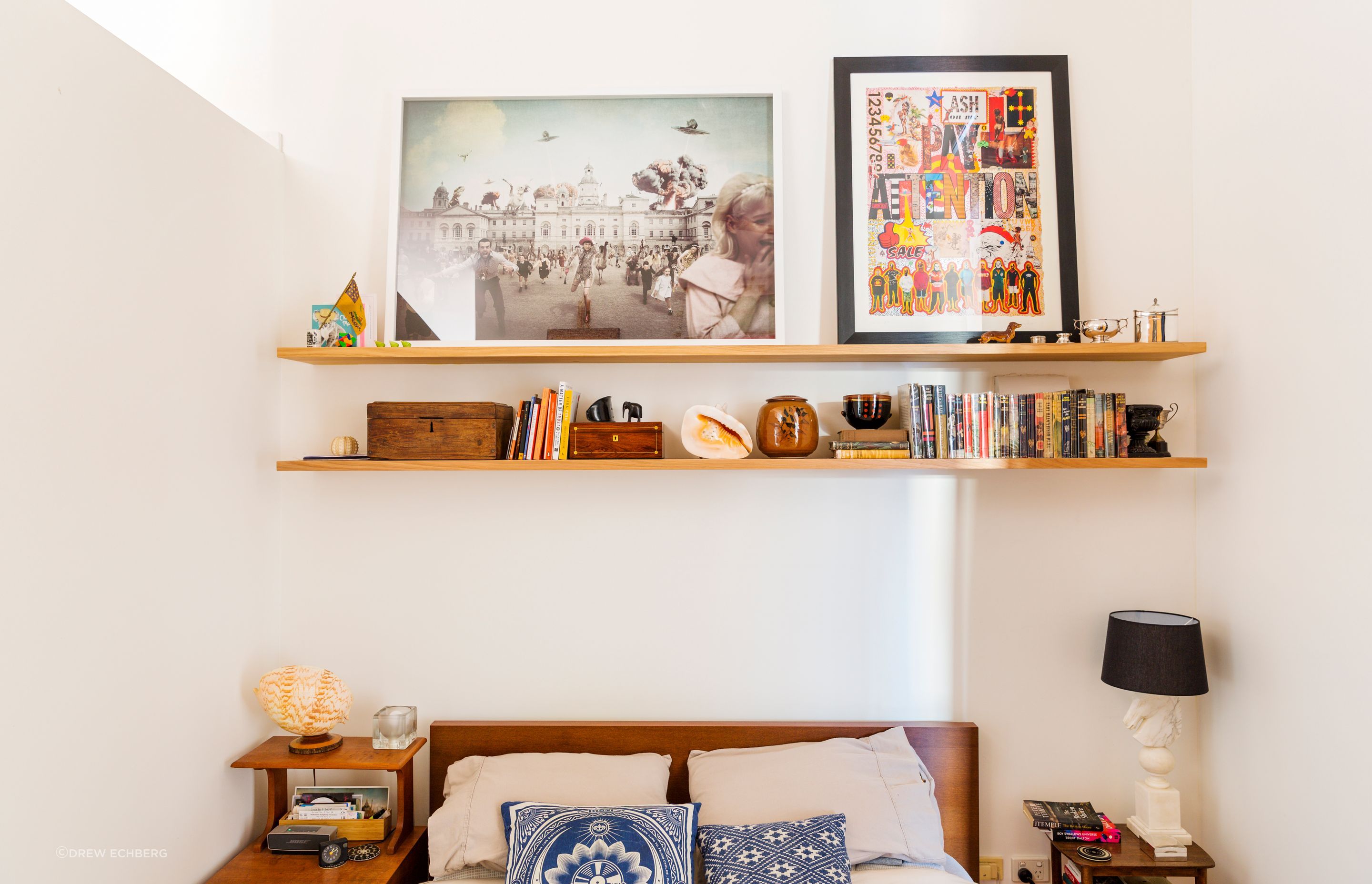 Display shelves in the bedroom