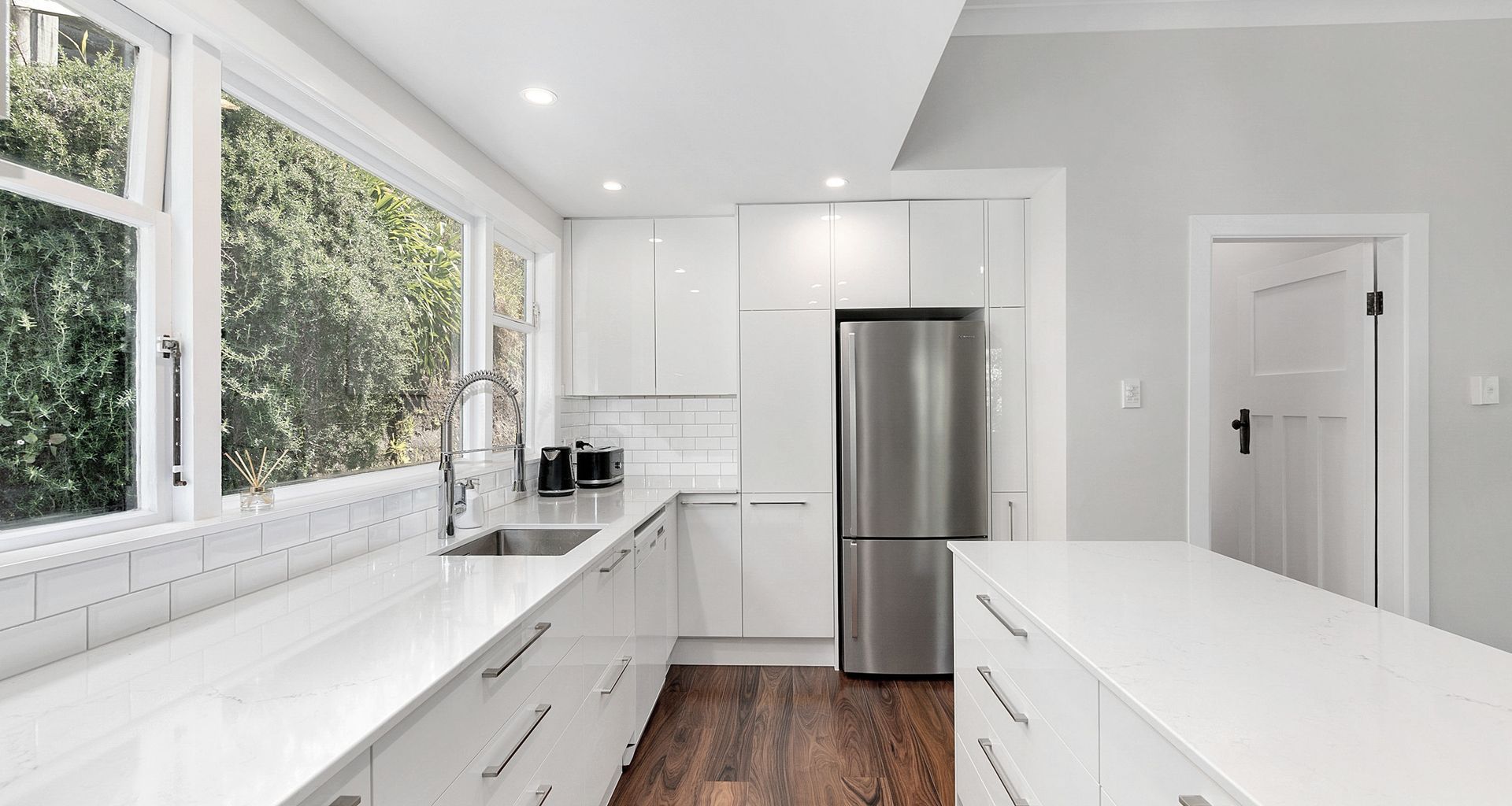 A Modern, Social Kitchen and Dining Room, in Brooklyn, Wellington banner