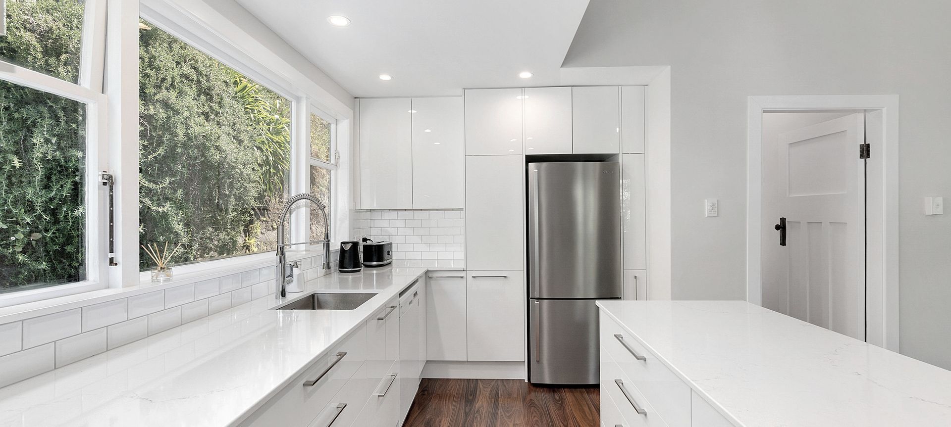A Modern, Social Kitchen and Dining Room, in Brooklyn, Wellington banner