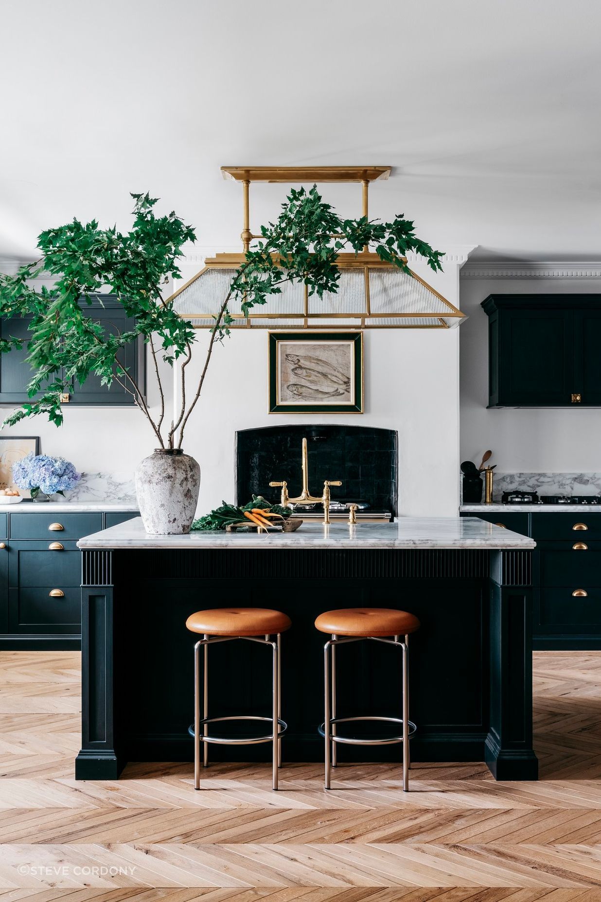 Restored 1877 kitchen boasting refined luxury