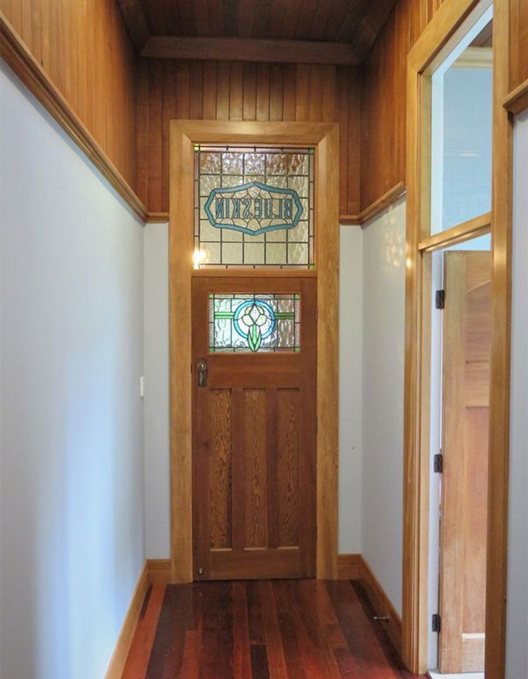 Stained glass door detailing