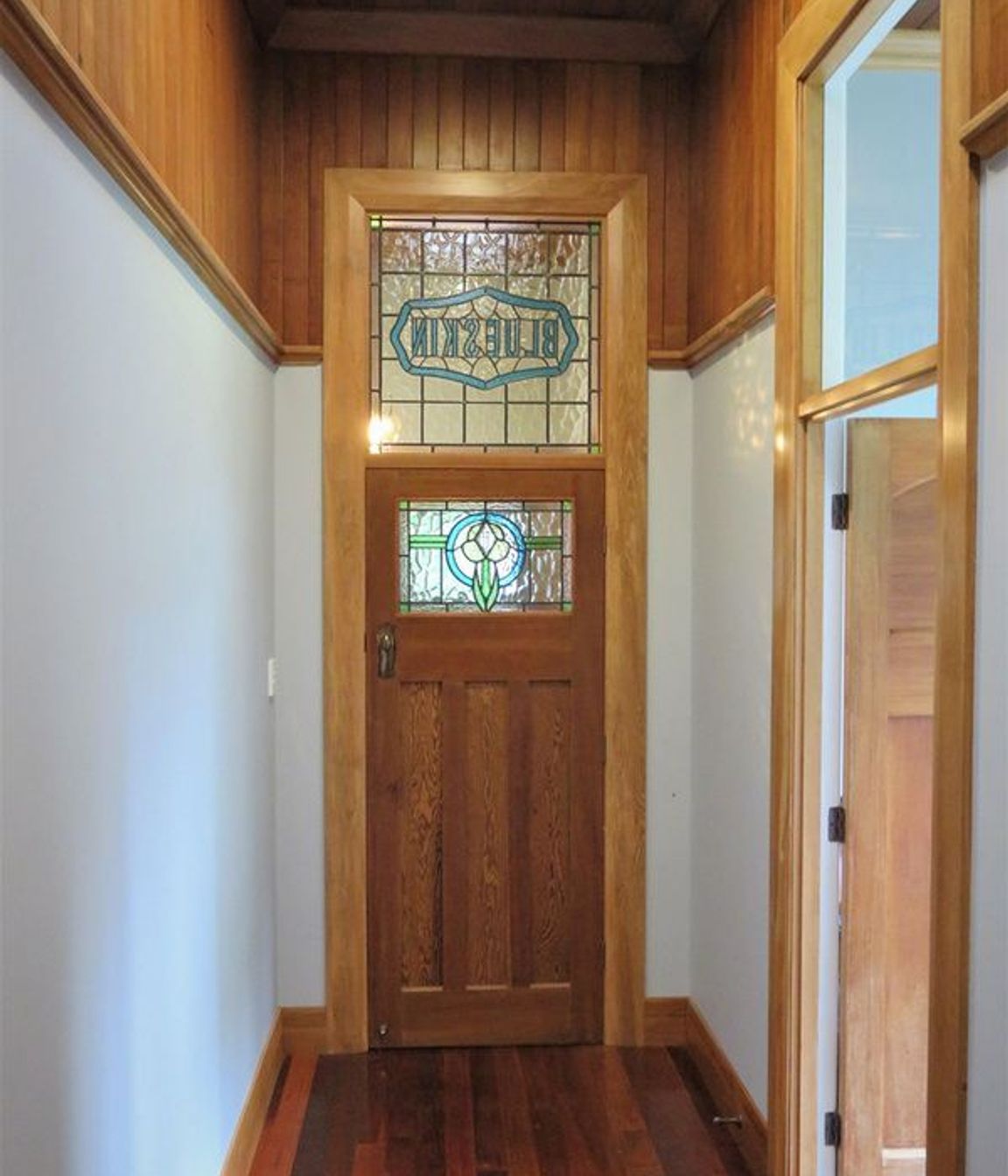 Stained glass door detailing