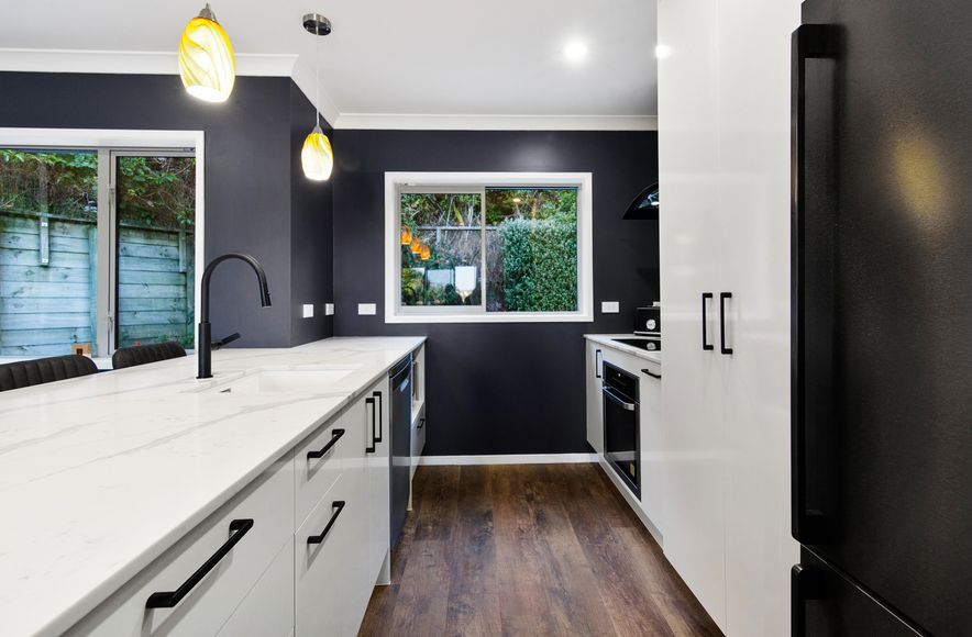 A tired Wellington kitchen gets an exciting new look with both stylish and practical elements achieved on a budget