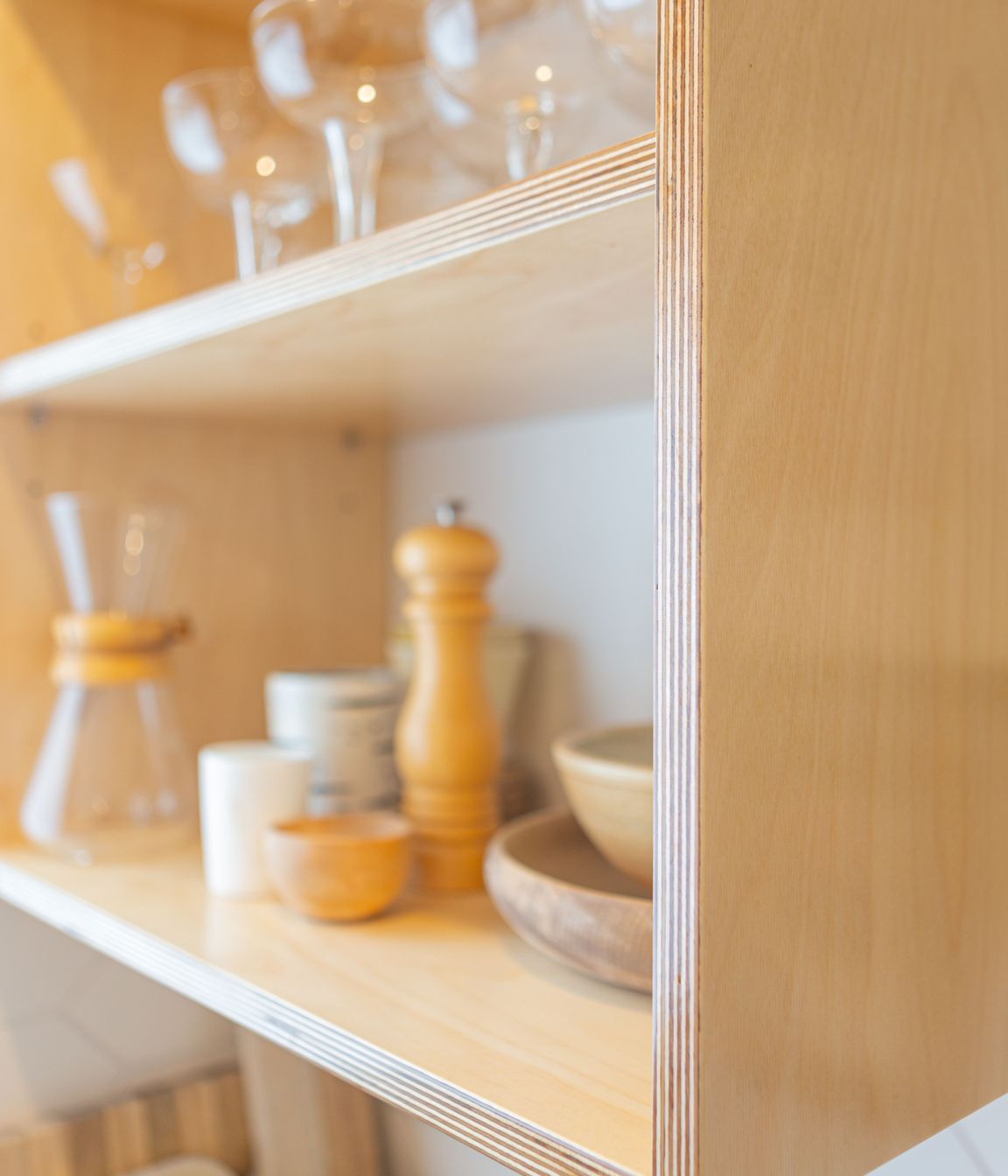 Gorgeous detailing on the birch plywood cabinetry.