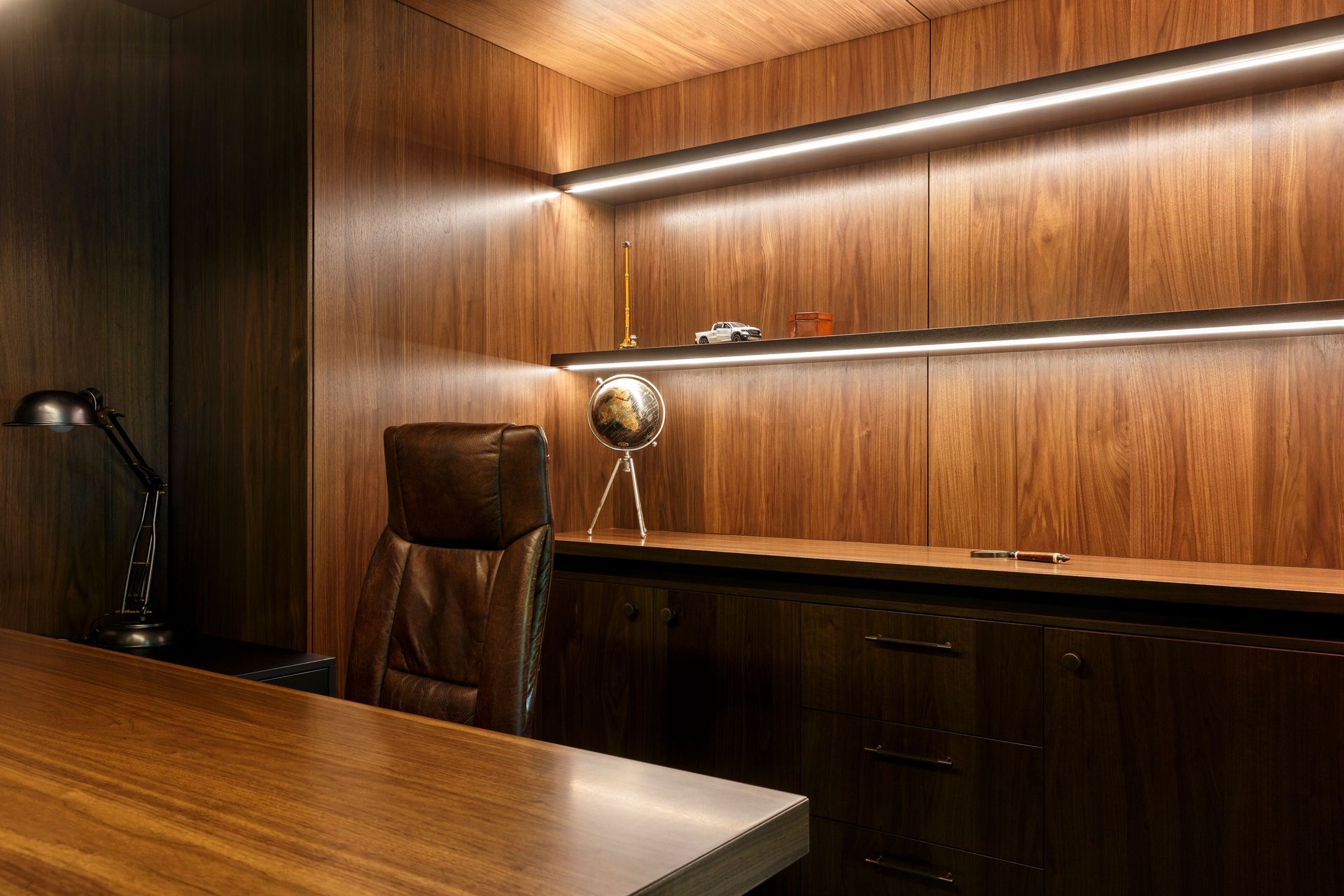 Prime Veneer, Toitū American Walnut Veneer. Design by Craig Hooper Design. Joinery by Cooper Webley.