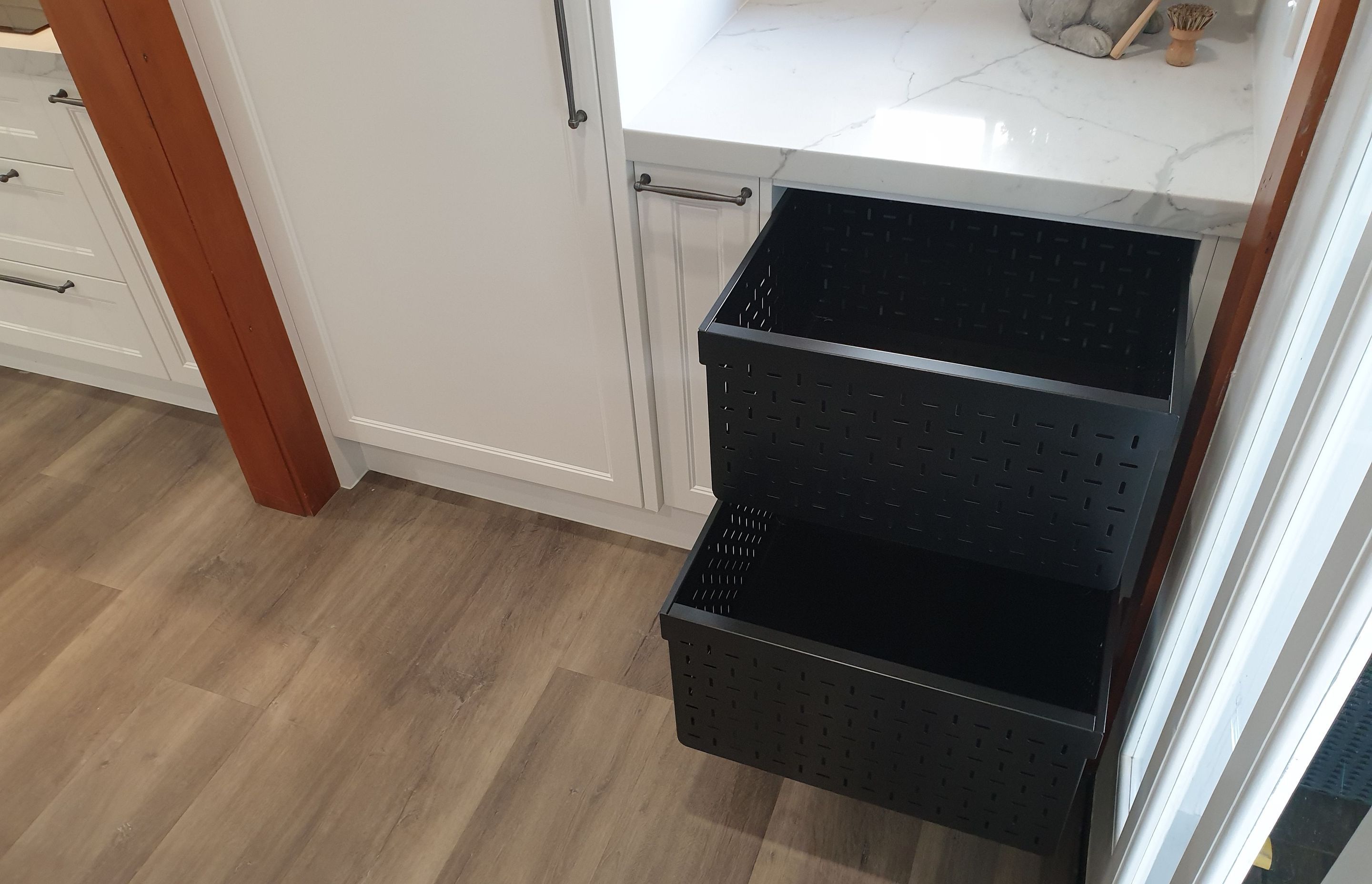 Tanova Ventilated Drawers - Robust for Busy Residential and Light Commercial Use - Seen Here Installed As Laundry Baskets
