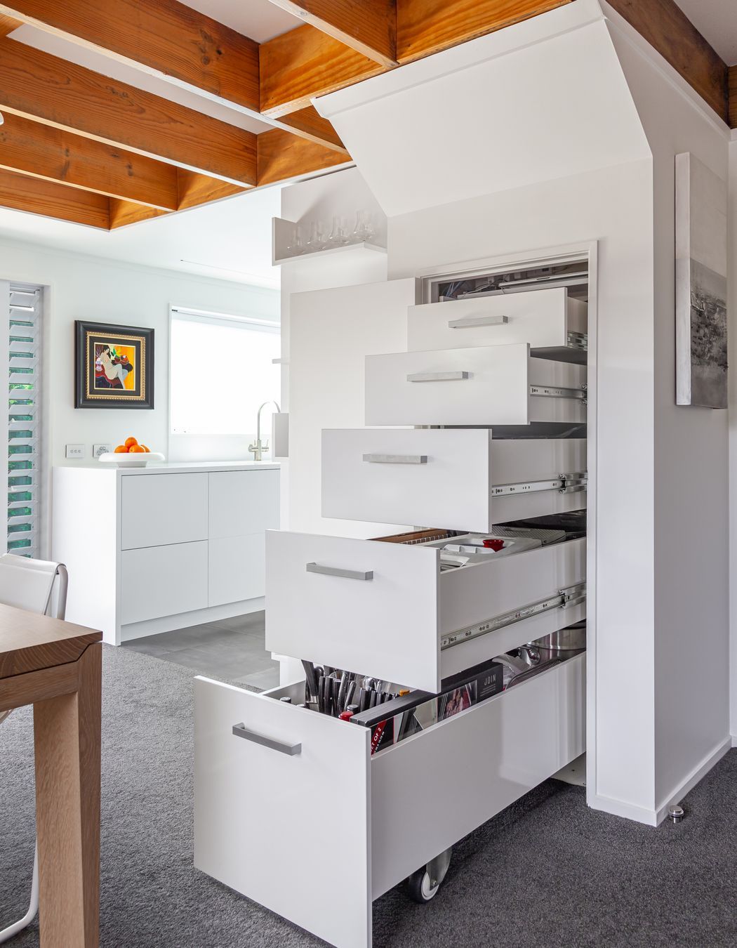Balmoral Kitchen Hidden under stairs drawers