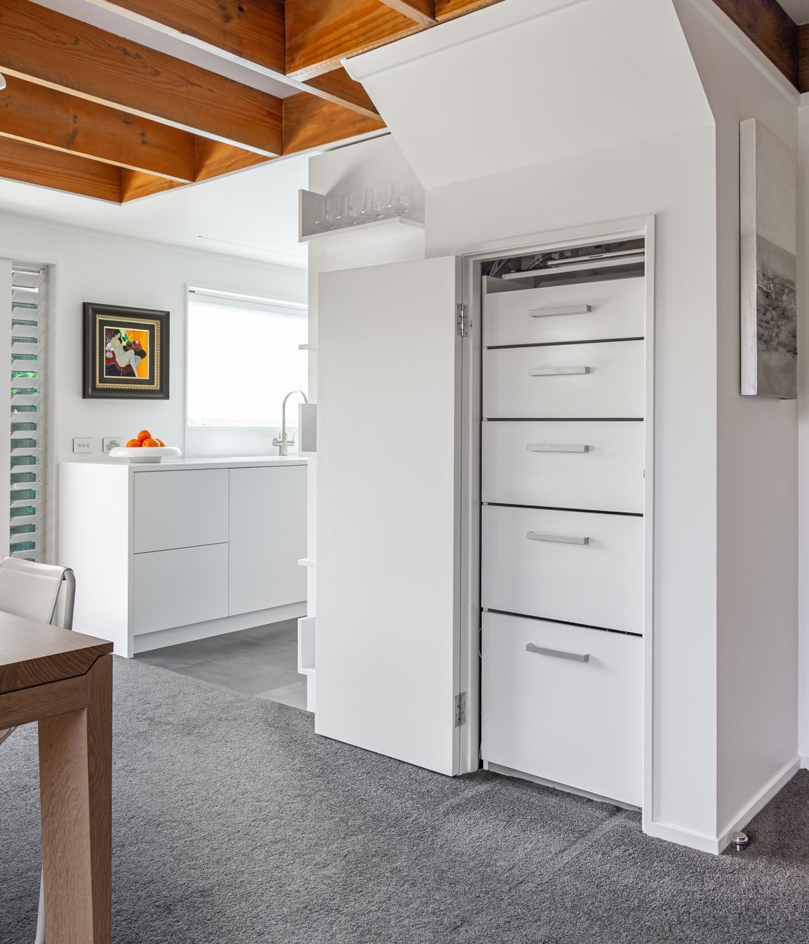 Balmoral Kitchen Hidden under stairs drawers