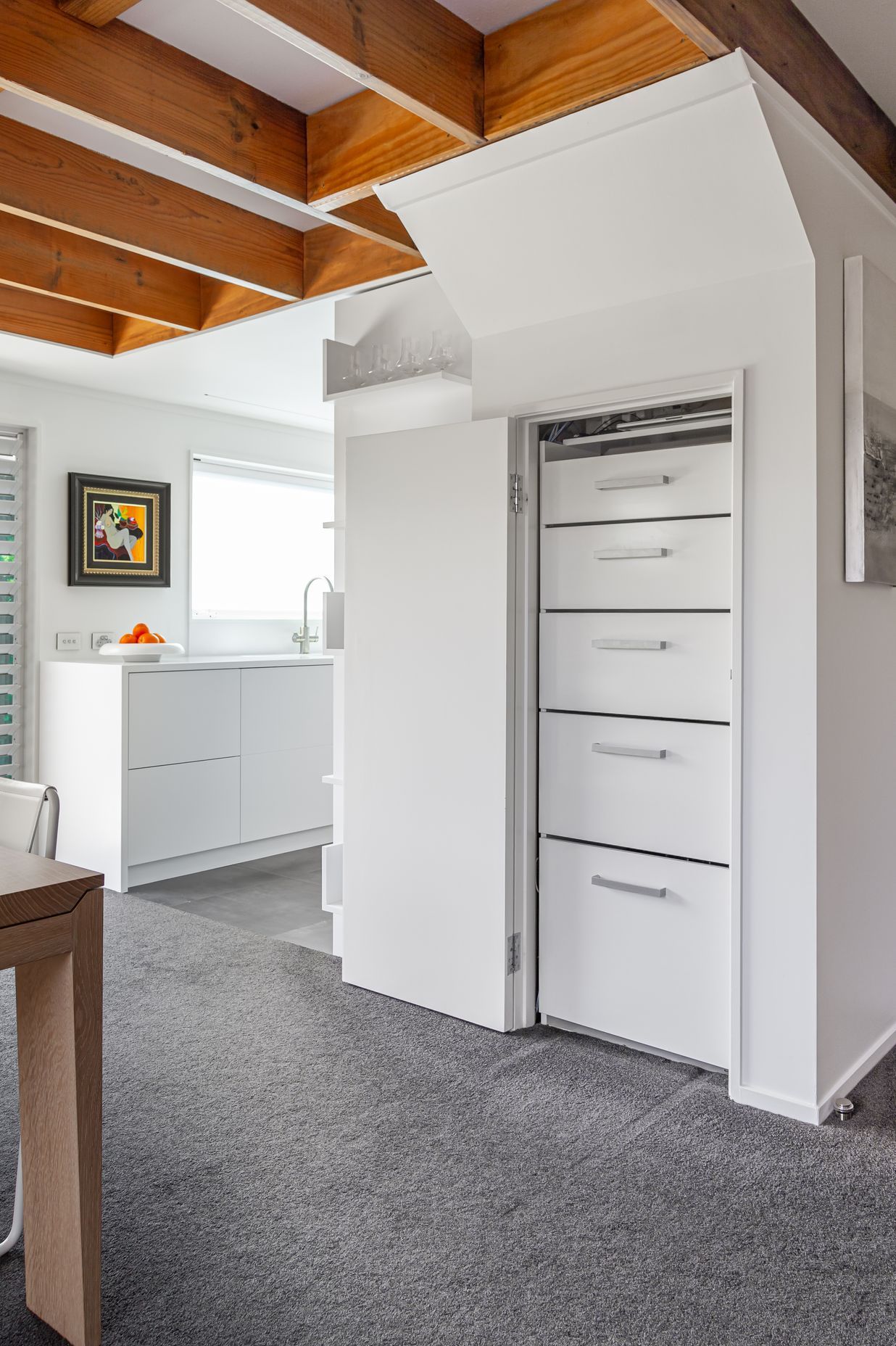 Balmoral Kitchen Hidden under stairs drawers