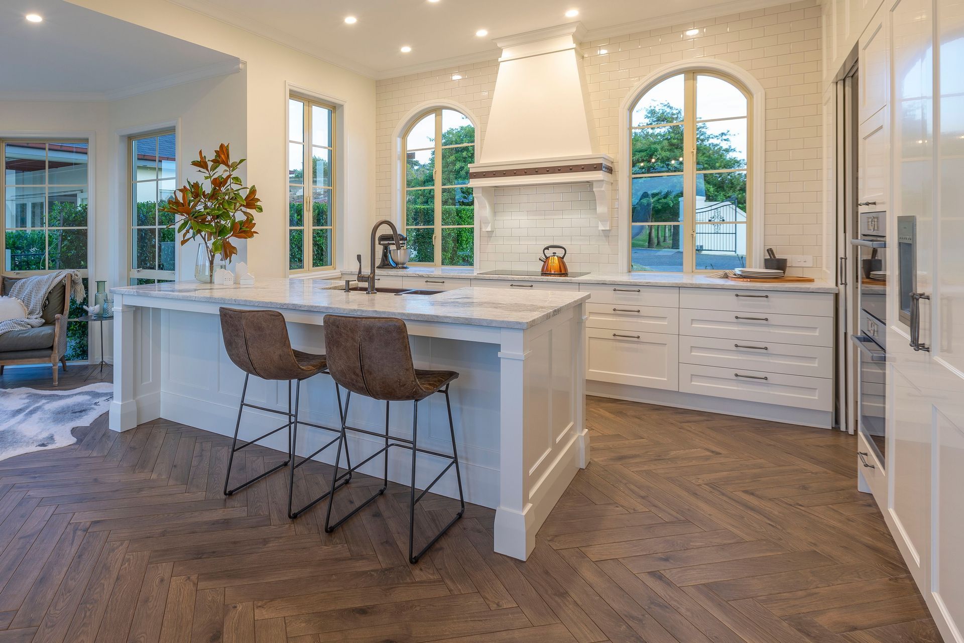 Once a dark and awkward medley of 'boxes', we helped complete the owners' dream of an elegant, beautifully formed kitchen. Cabinetry details are traditionally inspired while elements are composed for high functionality, effortless flow, longevity and connected family living.