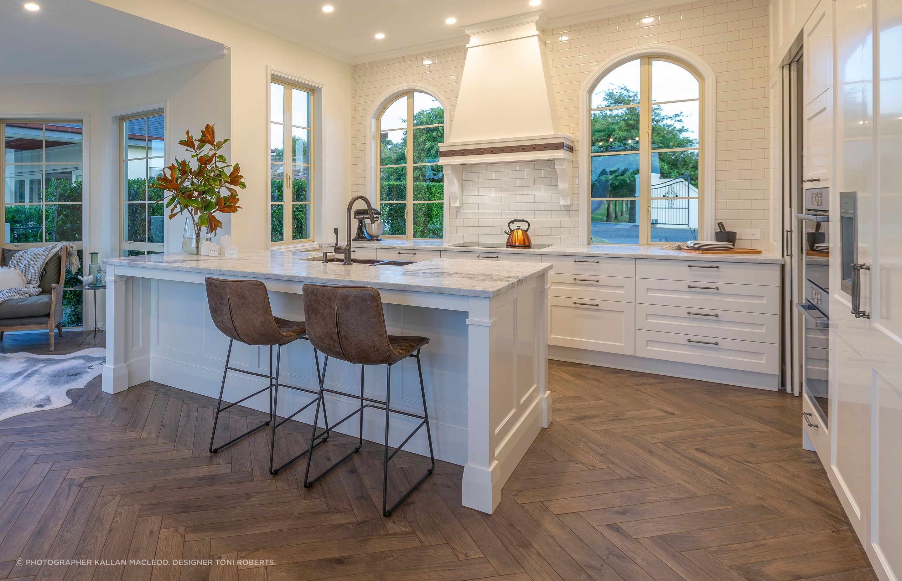 Once a dark and awkward medley of 'boxes', we helped complete the owners' dream of an elegant, beautifully formed kitchen. Cabinetry details are traditionally inspired while elements are composed for high functionality, effortless flow, longevity and connected family living.